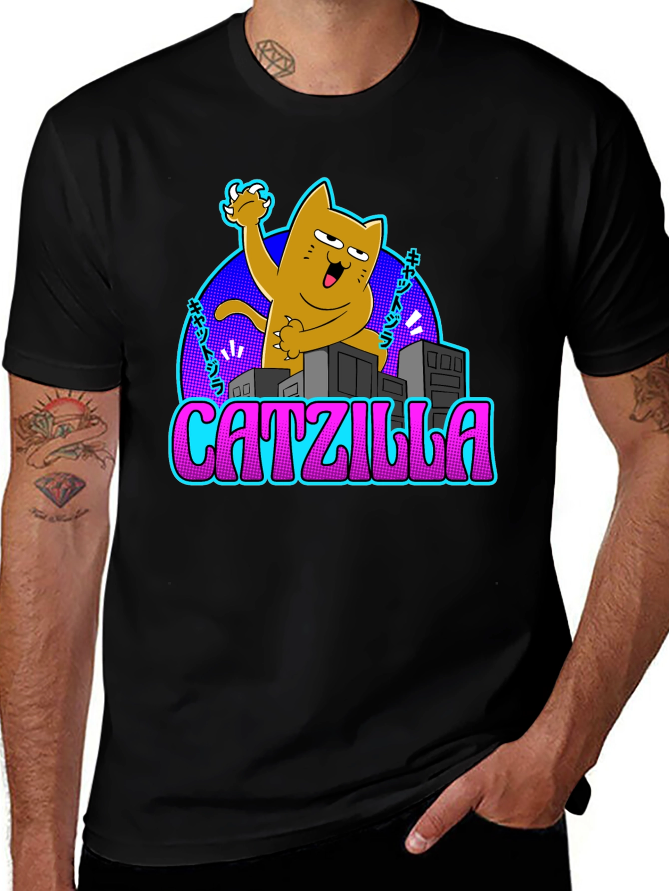 Variant 4 of Catzilla T-Shirt Funny Catzilla Cartoon Tee