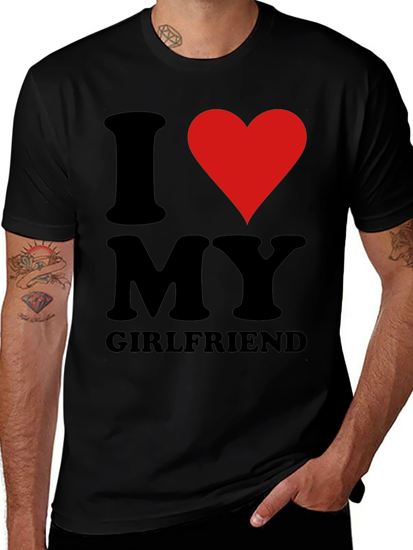 Variant 13 of I Heart My Girlfriend Tee - Men's Black Graphic T-Shirt
