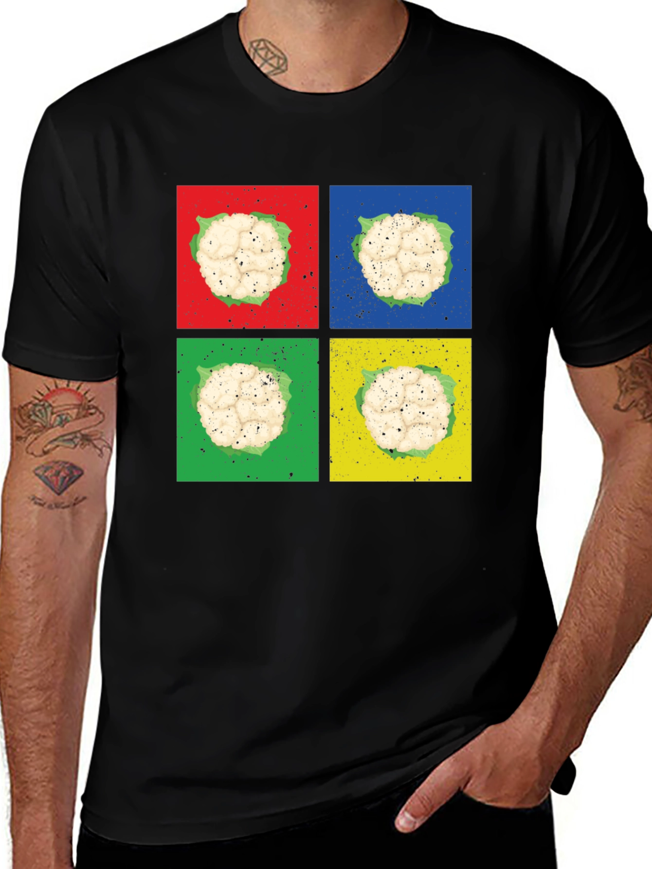 Variant 27 of Cauliflower Pop Art Black T-Shirt