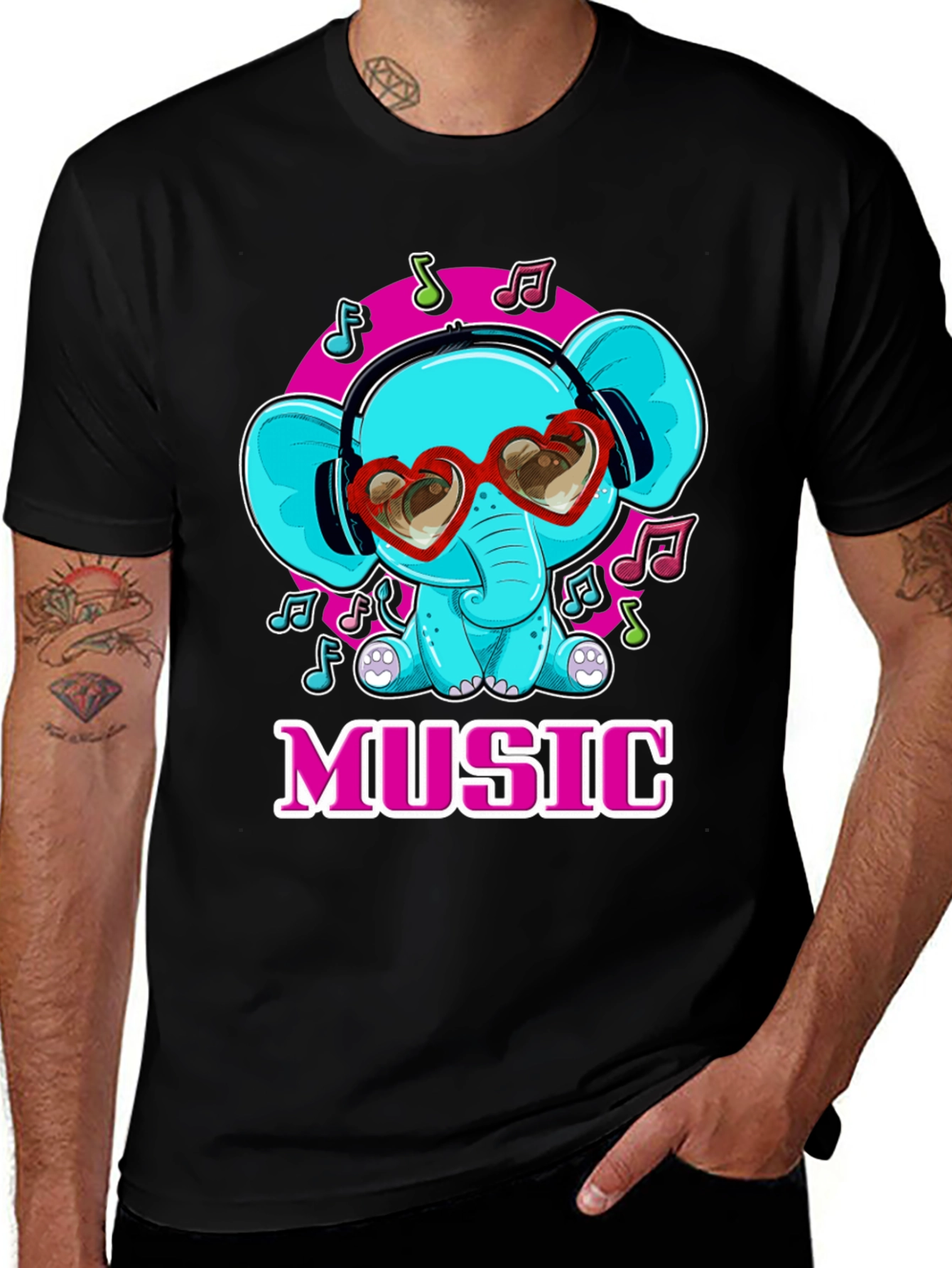 Variant 17 of Music Loving Elephant T-Shirt