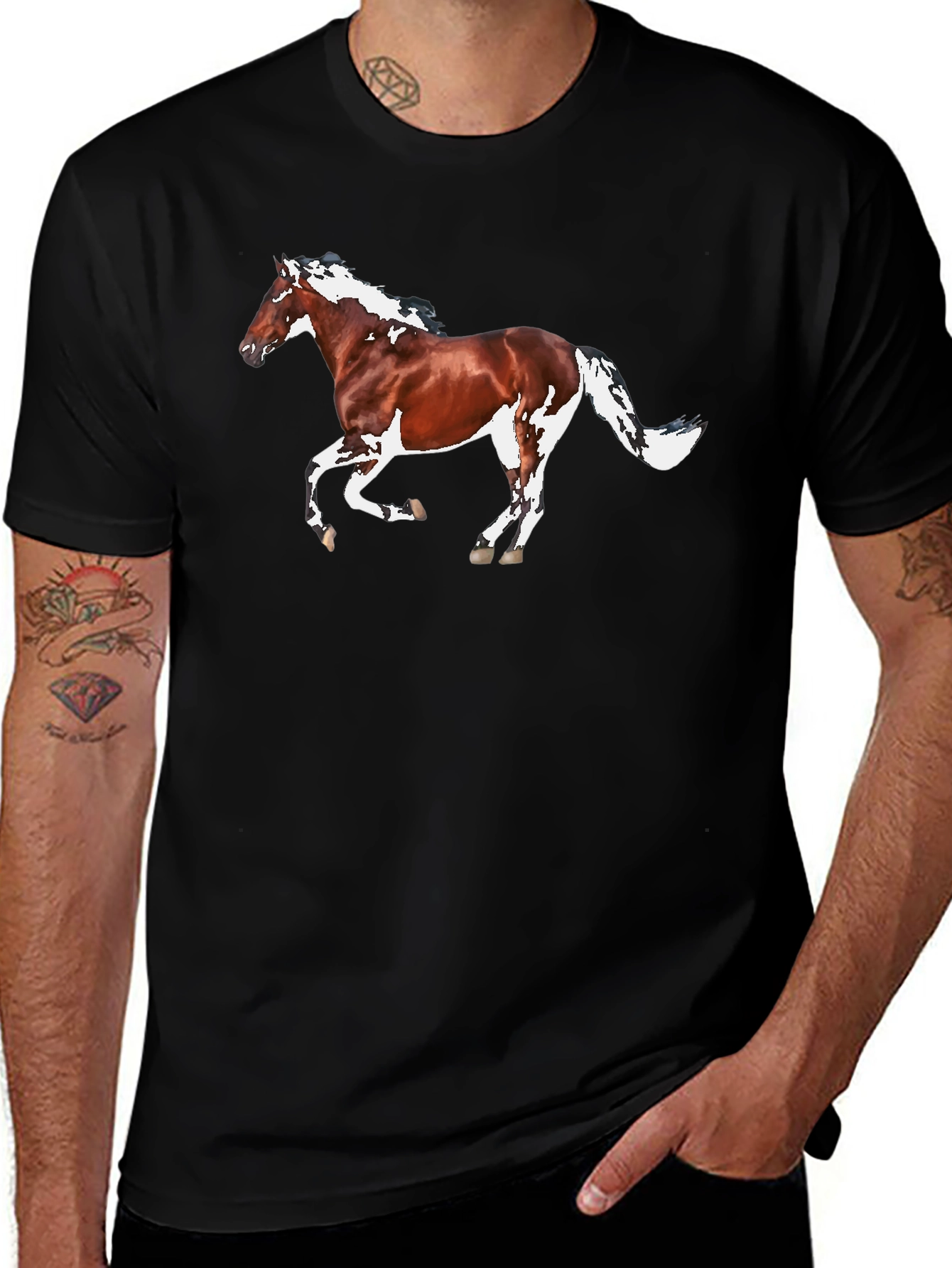 Variant 22 of Horse Graphic Black T-Shirt