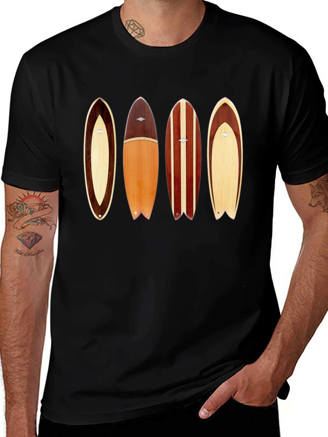 Variant 9 of Wooden Surfboard Tee - Beach Style