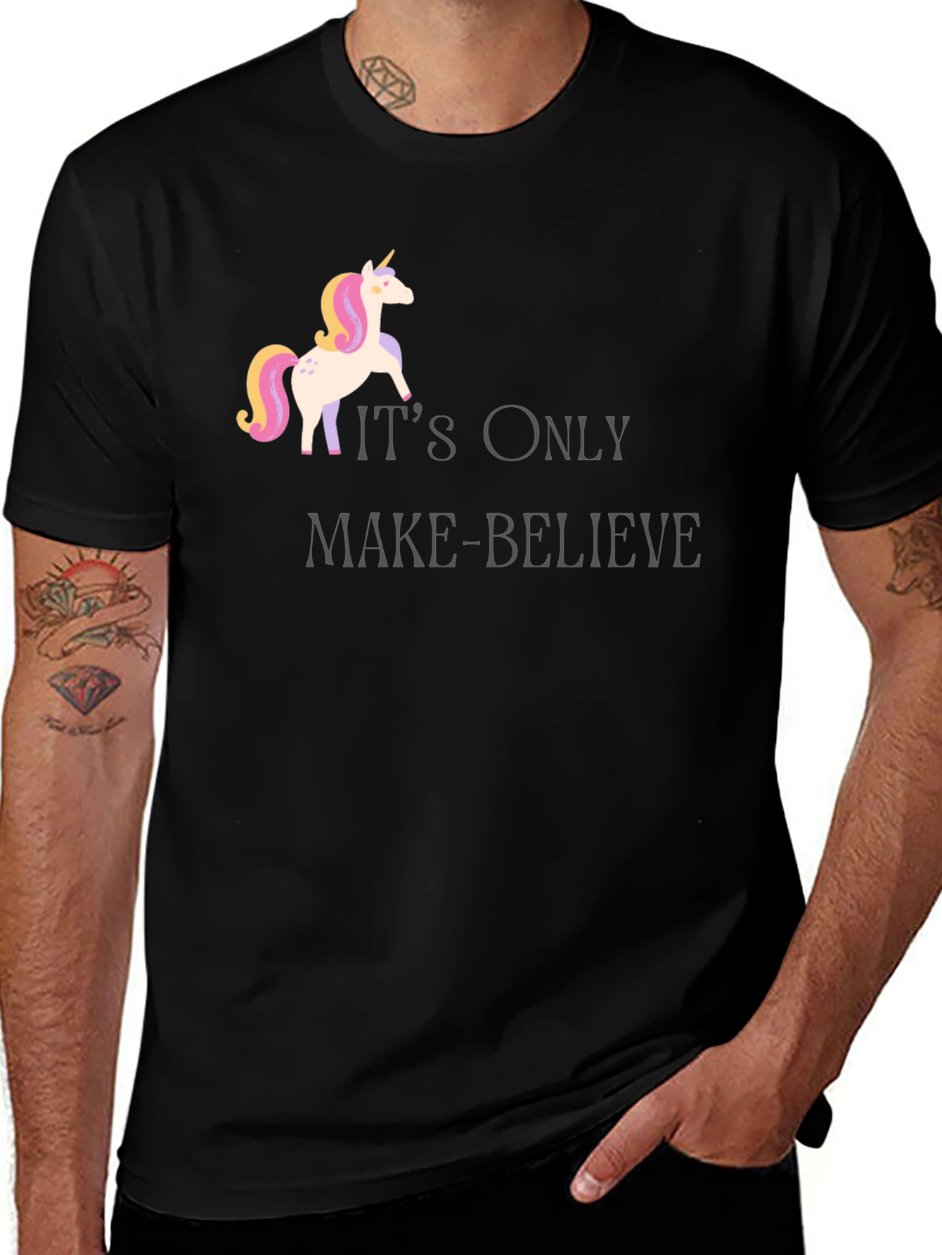 Variant 22 of Unicorn Make-Believe Black Graphic T-Shirt