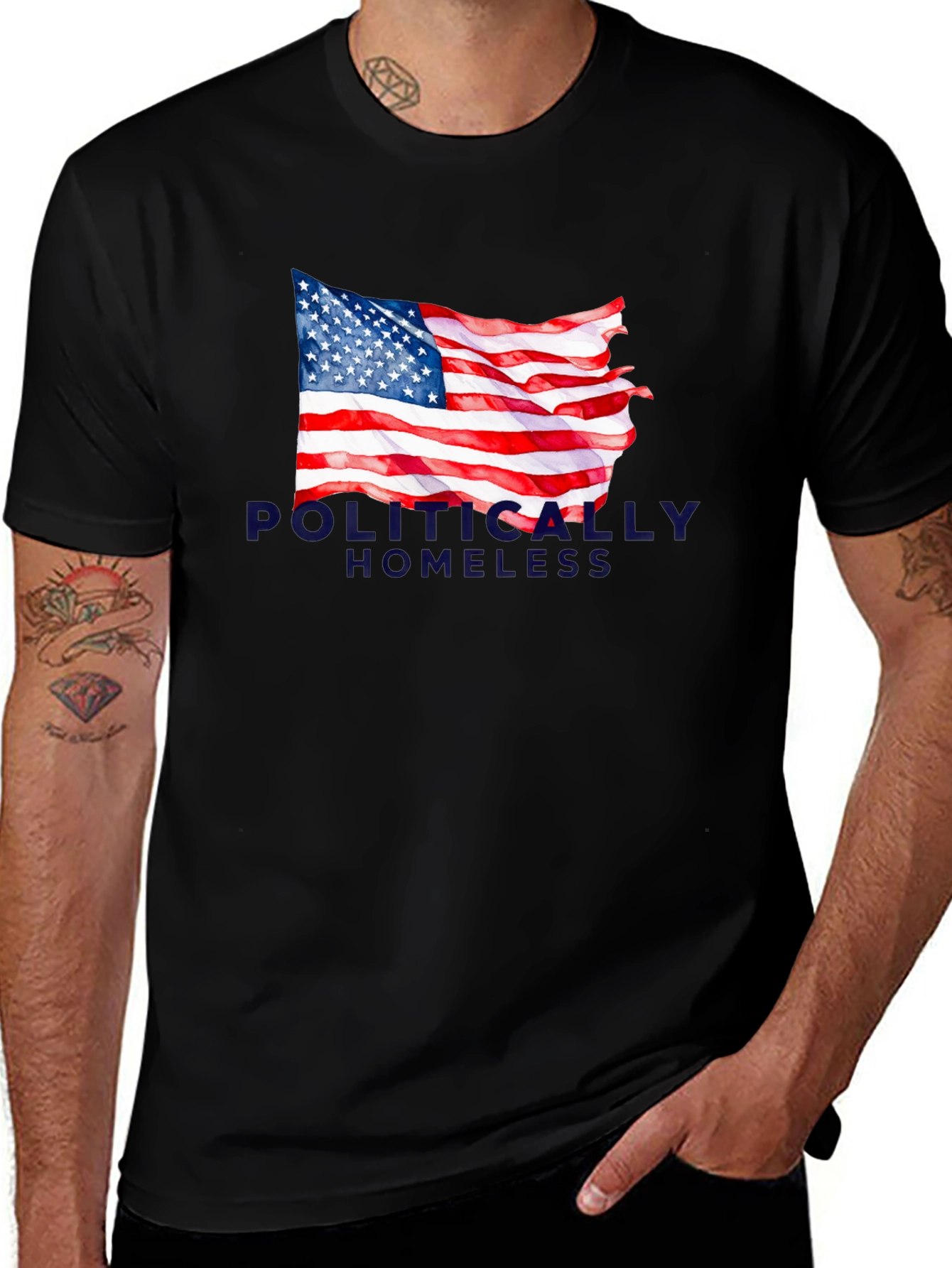 Politically Homeless USA Flag Graphic T-Shirt
