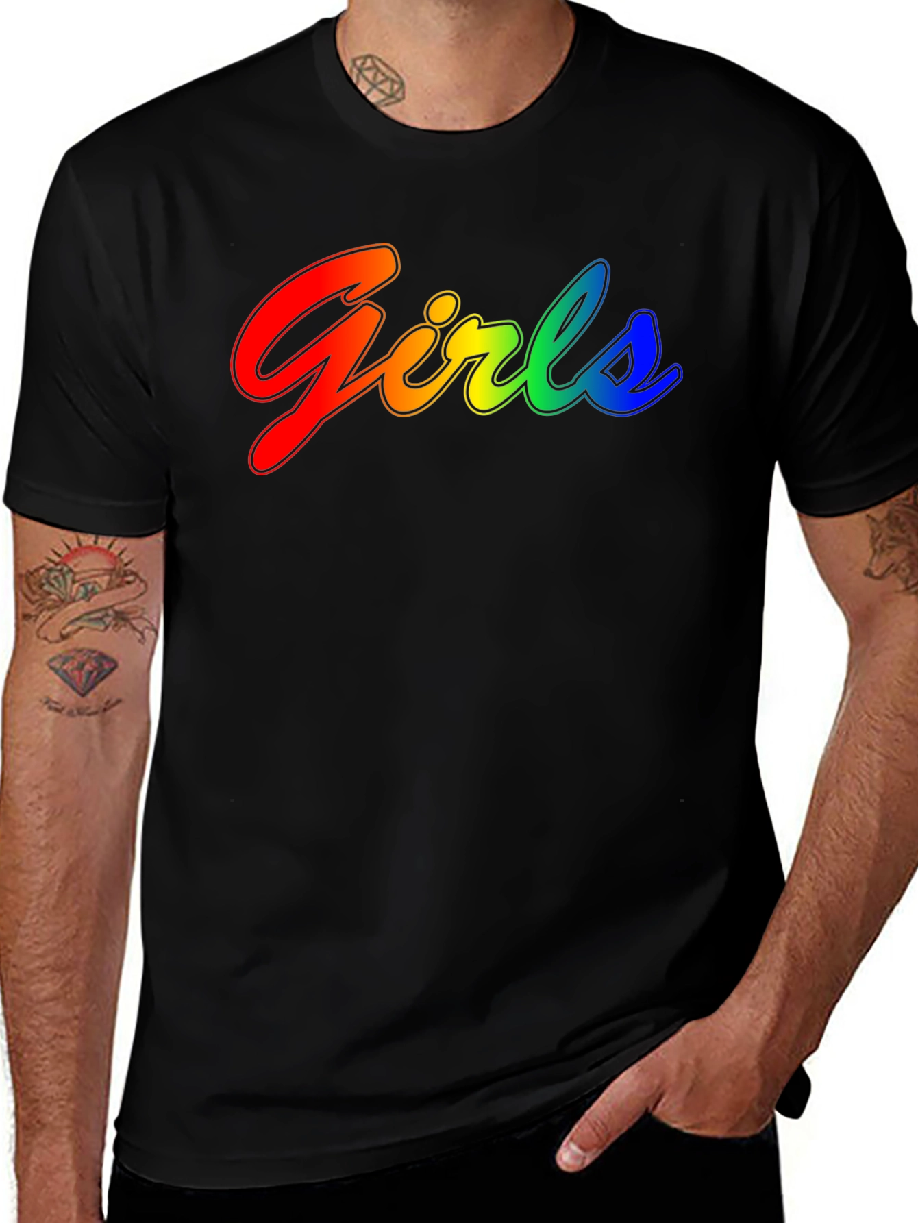 Variant 16 of Rainbow Girls Graphic T-Shirt - Black