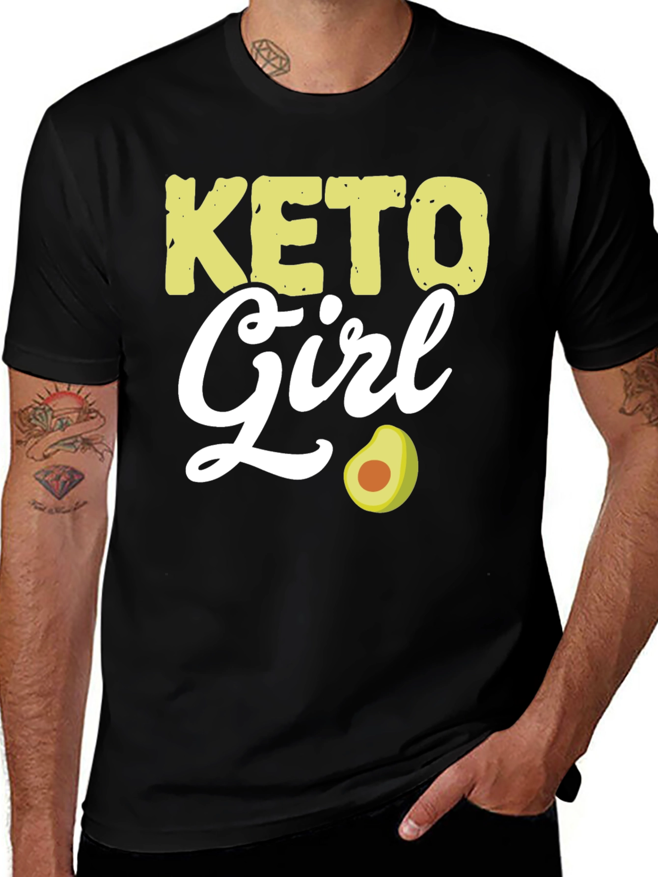 Keto Girl Avocado Graphic Tee - Black