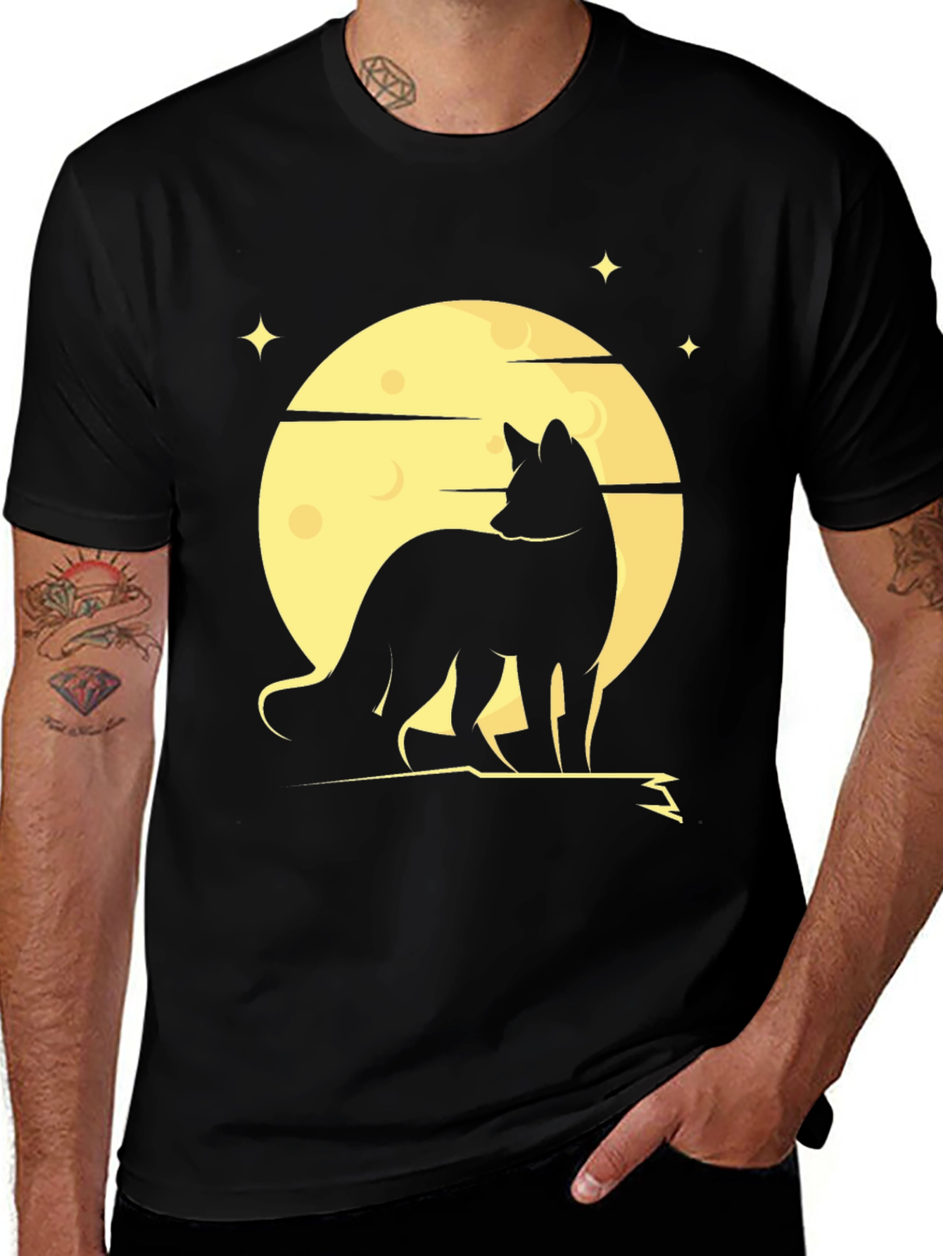 Variant 21 of Wolf Moon Graphic Tee - Black Stylish T-Shirt