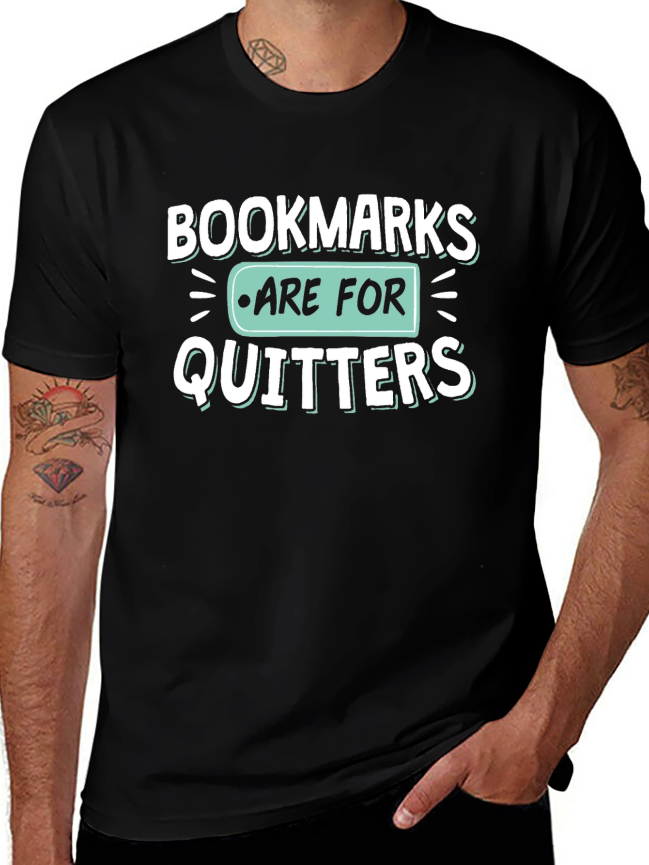 Variant 25 of Bookmarks Are For Quitters Black Novelty T-Shirt