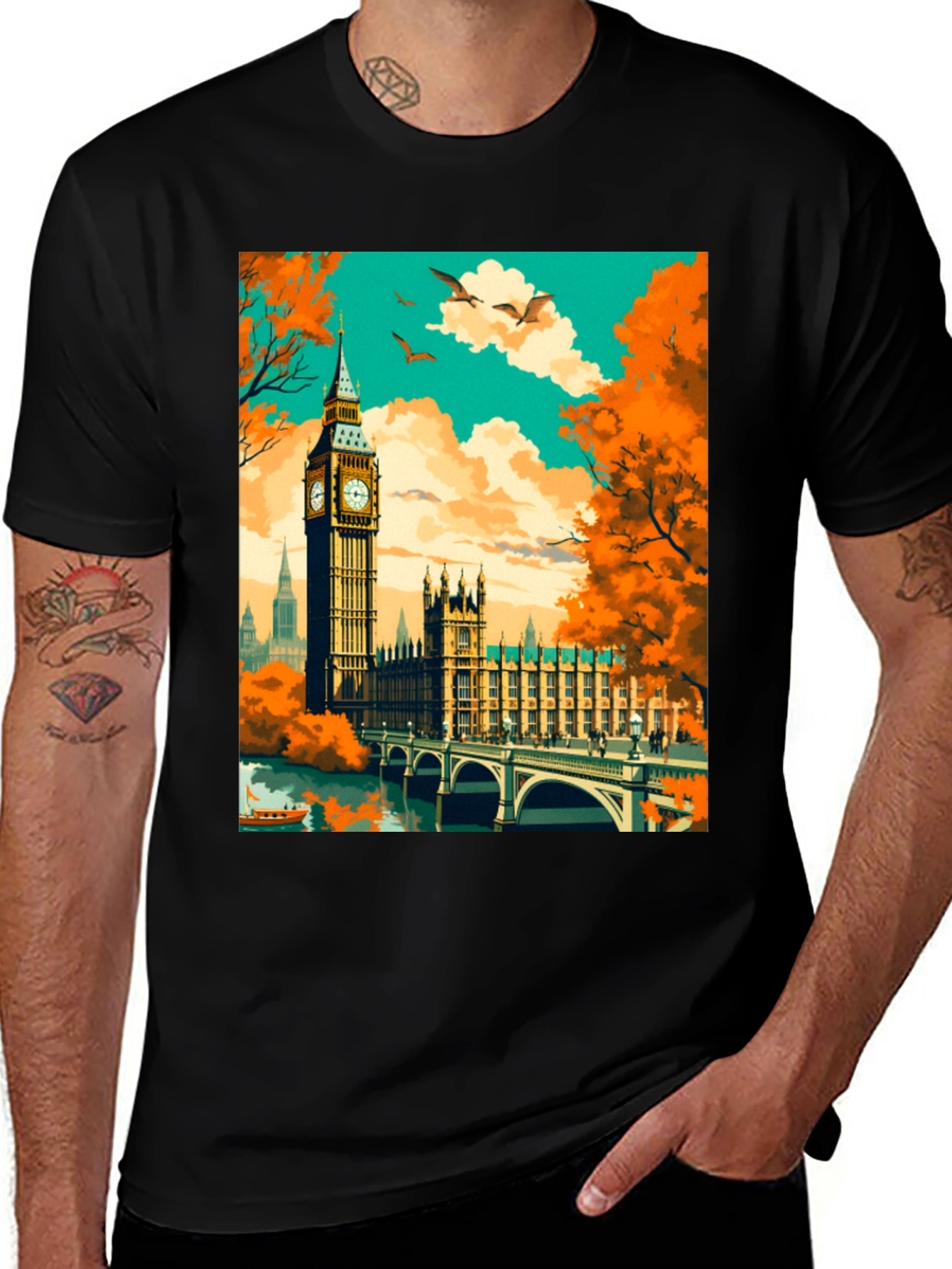 London Landmark Graphic Tee - Stylish Cityscape Shirt