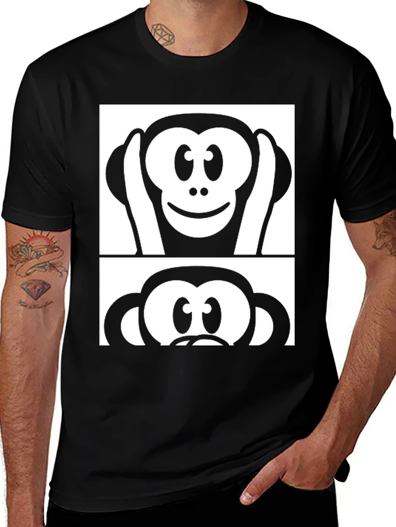 Variant 14 of Hear, See, Speak No Evil Monkey Graphic Tee