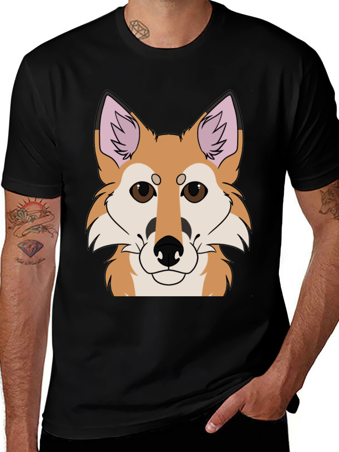 Variant 4 of Cool Dog Face T-Shirt, Black Graphic Tee