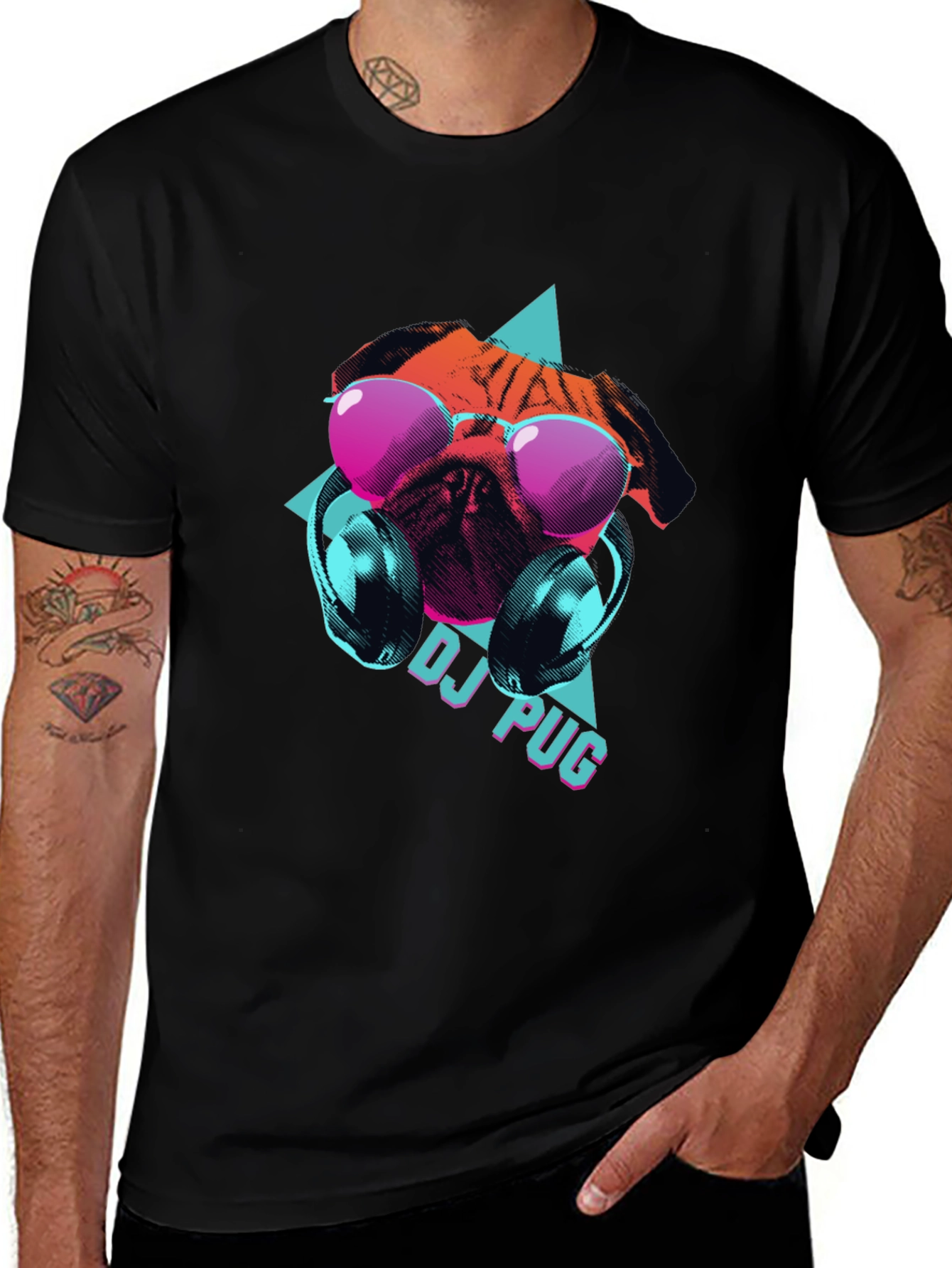 Variant 22 of DJ Pug Graphic Tee - Cool Canine Style
