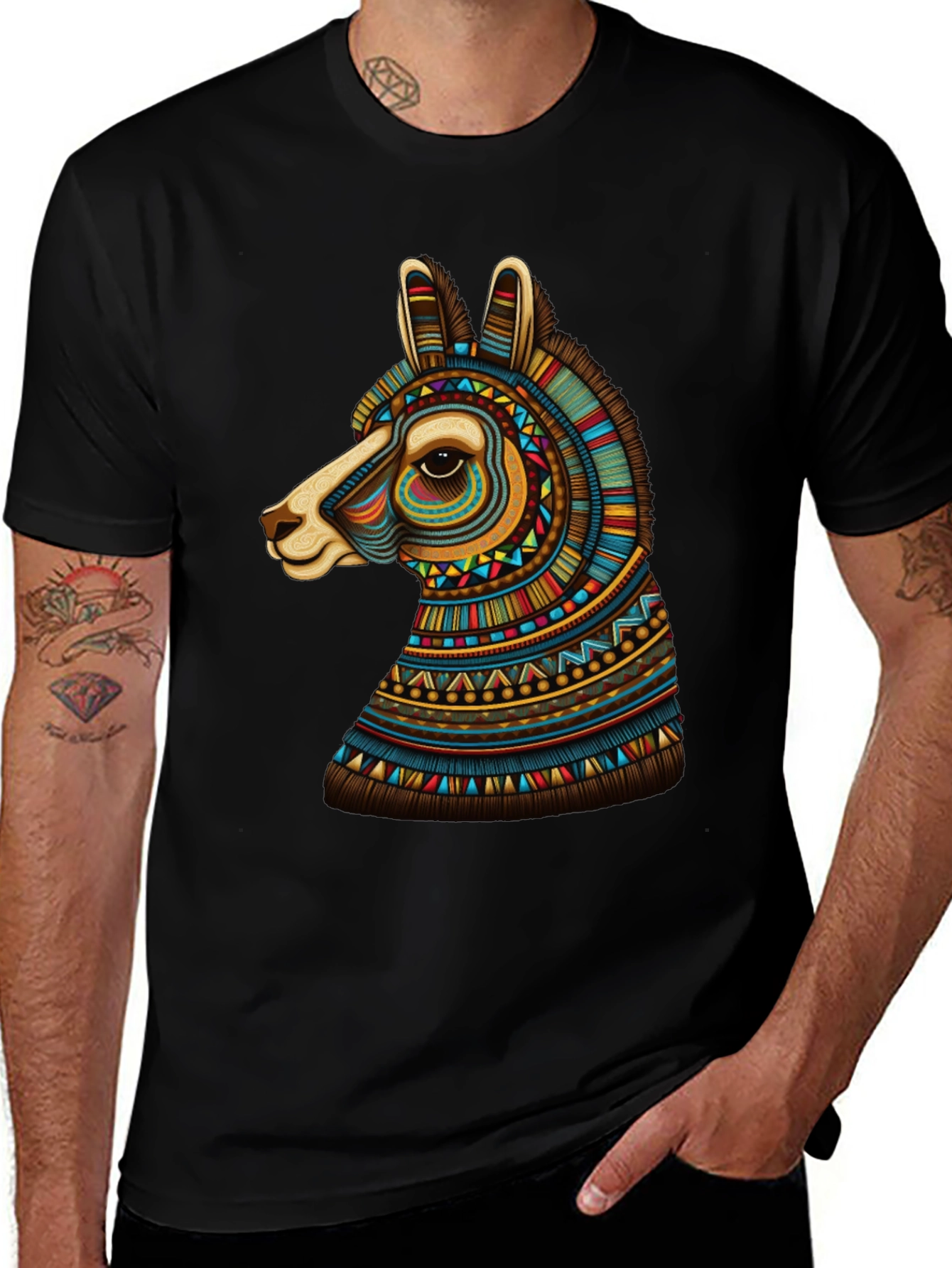 Variant 17 of Llama Graphic Tee - Unique Tribal Design