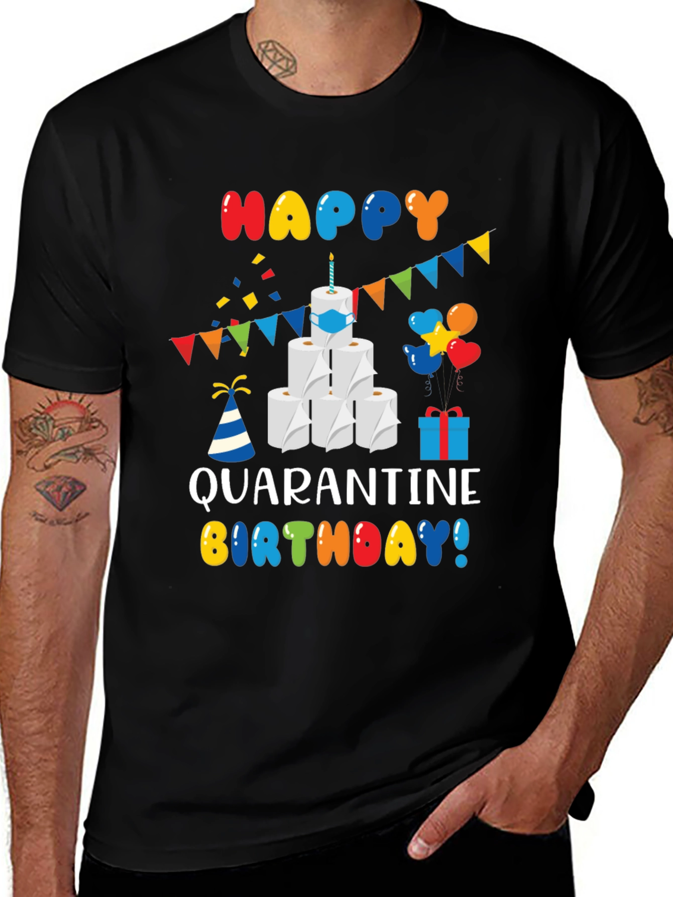 Quarantine Birthday T-Shirt - Toilet Paper Cake Graphic Tee