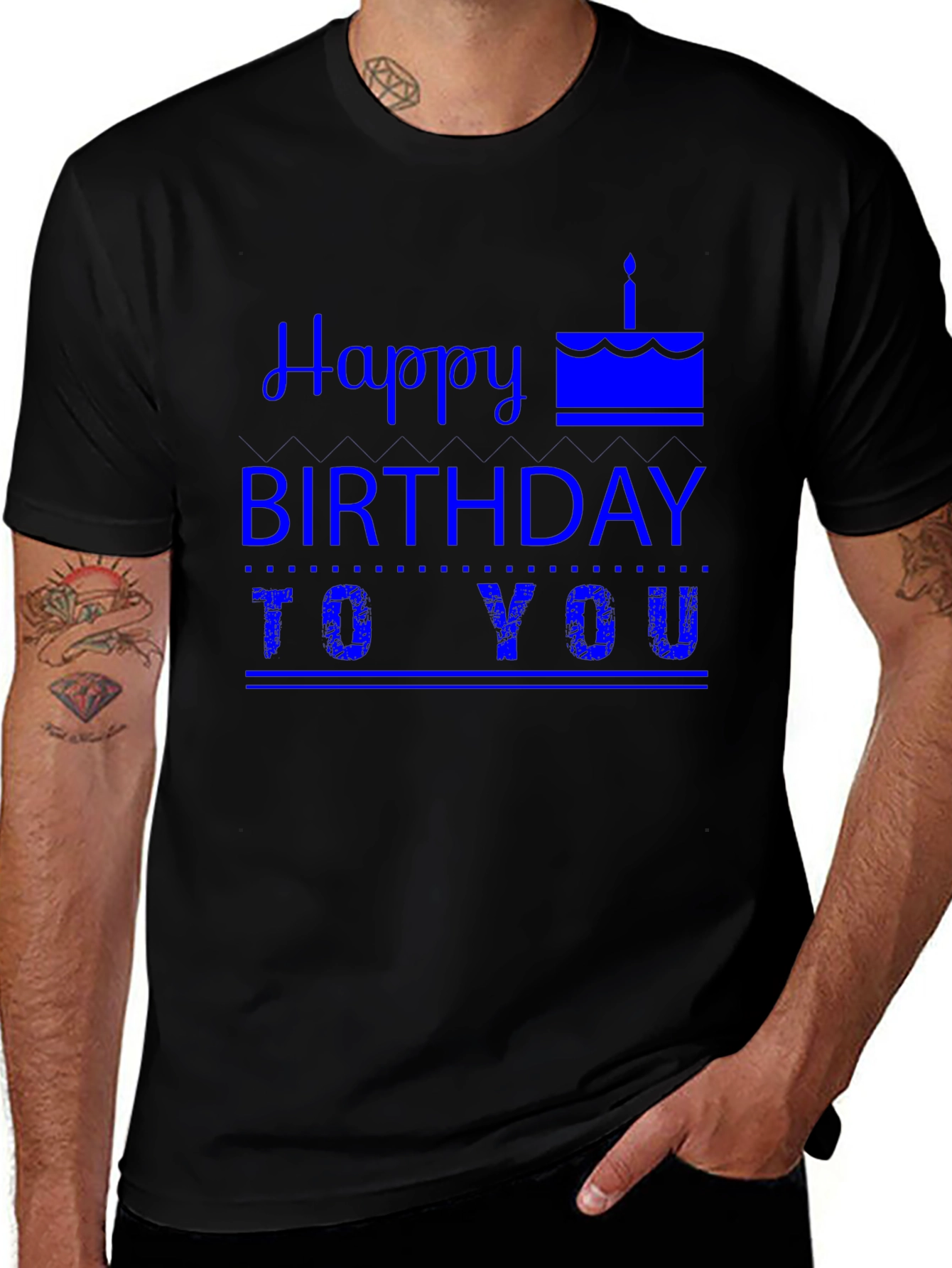 Happy Birthday Graphic Tee - Men's Black T-Shirt