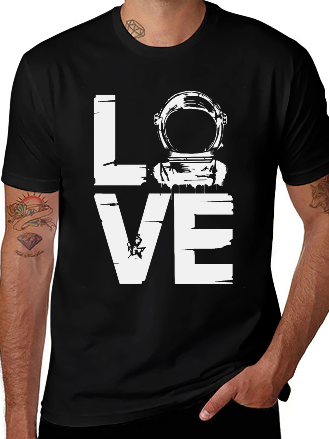 Variant 6 of Love Astronaut Graphic T-Shirt - Black Cotton Tee