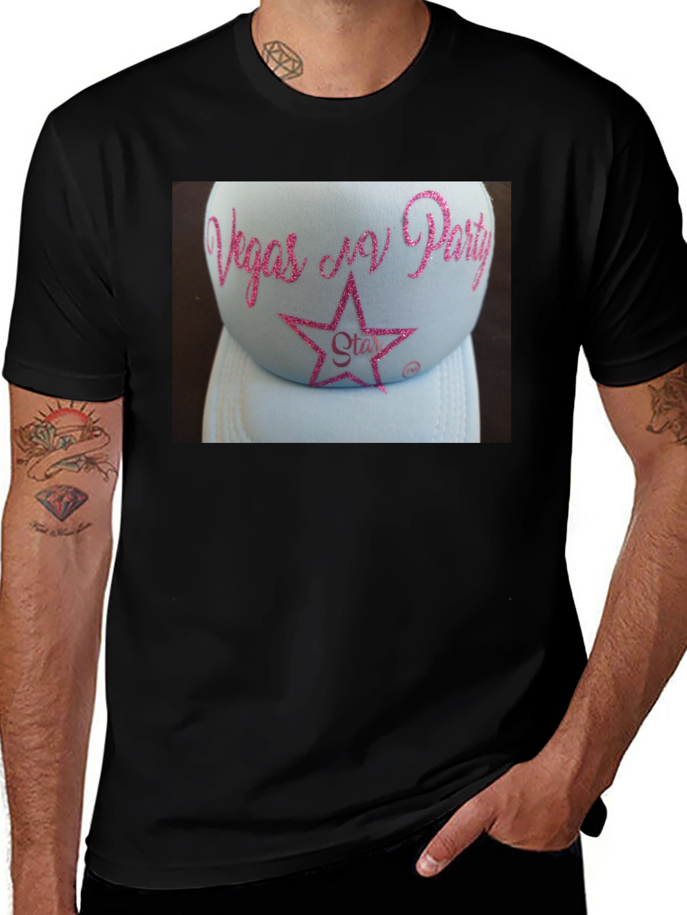 Variant 18 of Vegas N Party Glitter Star Hat T-Shirt