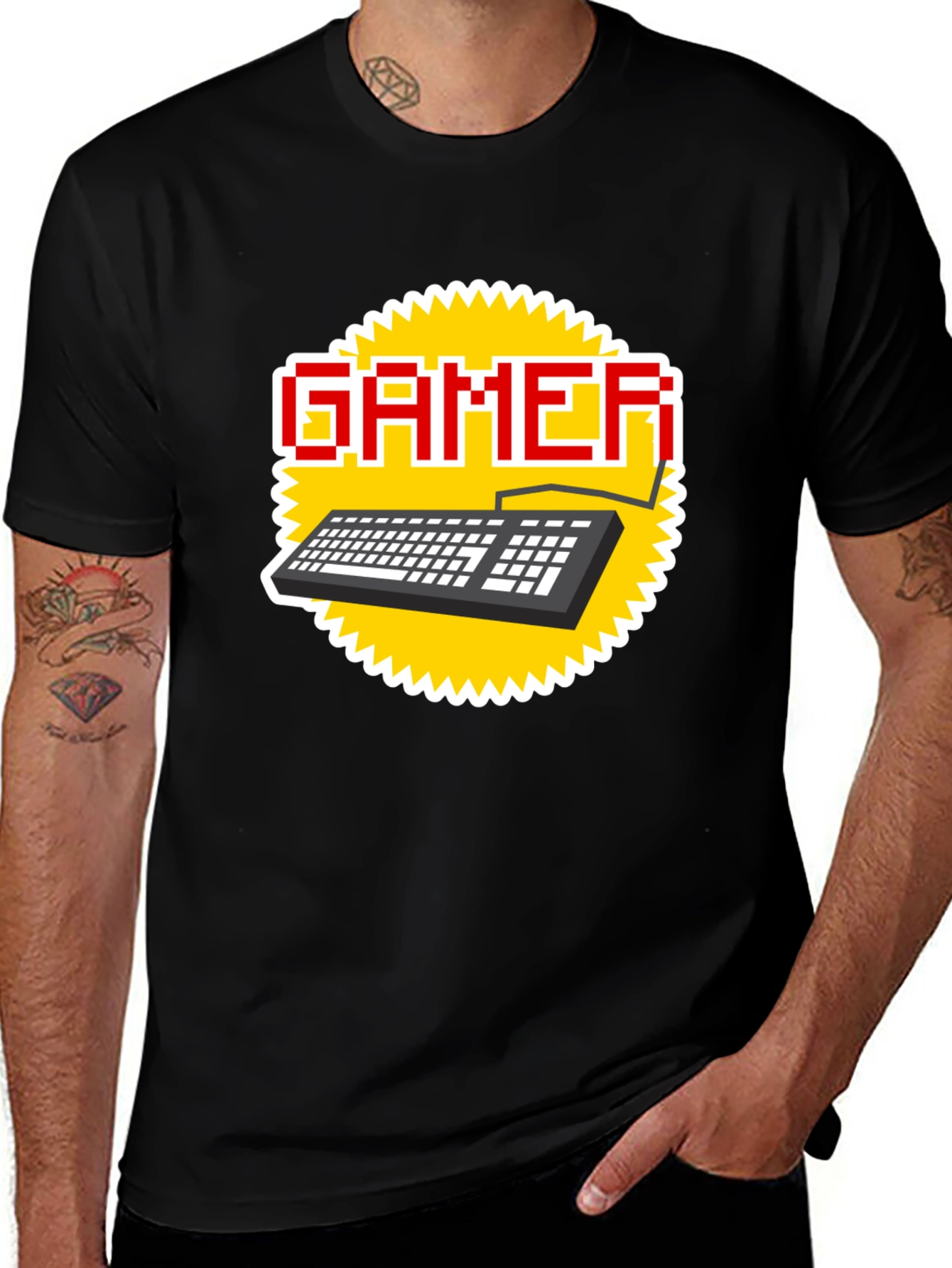 Variant 9 of Gamer Keyboard T-Shirt - Pixel Style