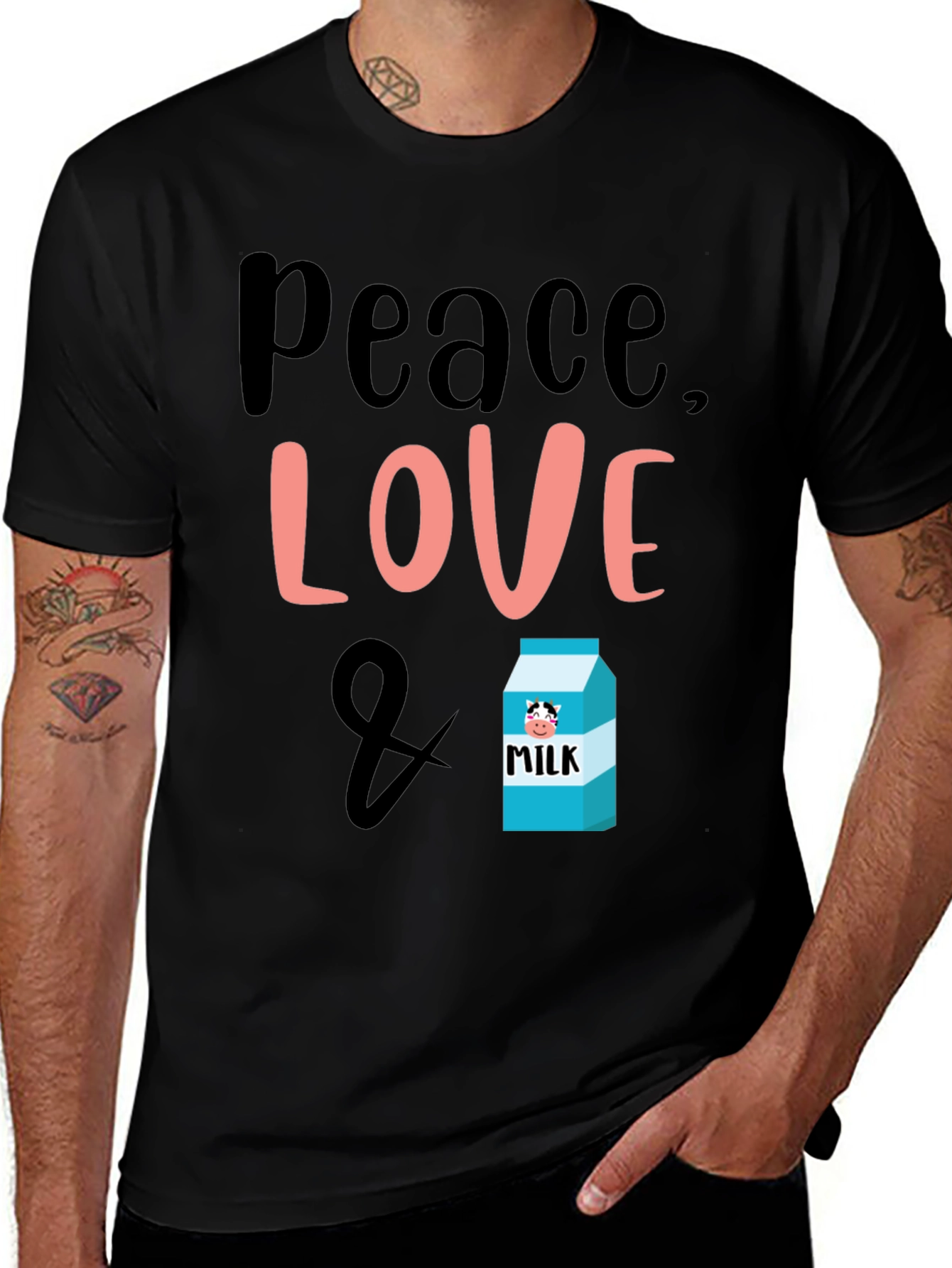 Variant 8 of Peace Love & Milk T-Shirt - Cute Graphic Tee