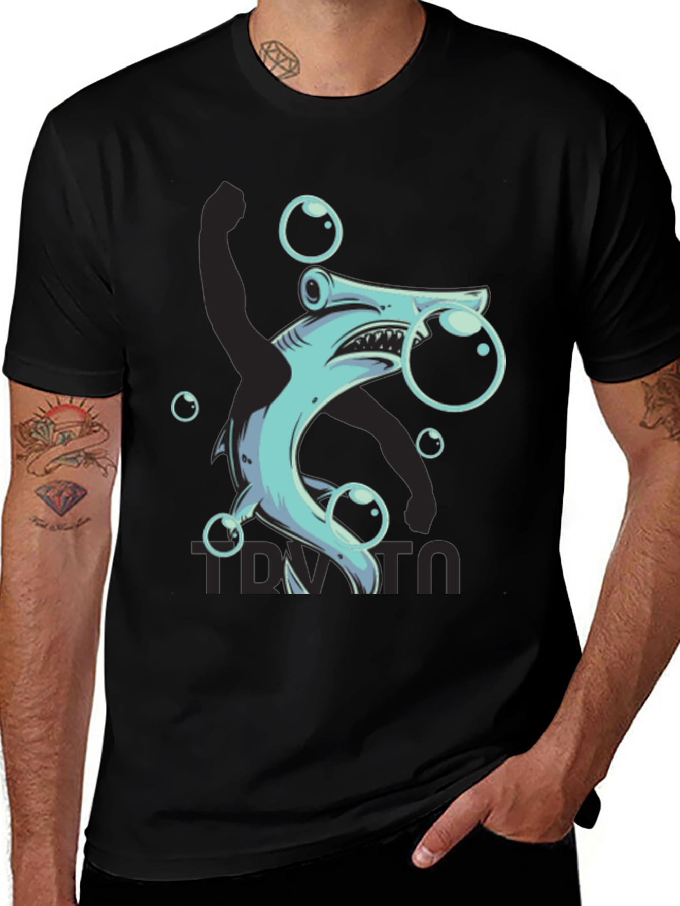 Variant 18 of Hammerhead Shark Bubble T-Shirt - Funny Ocean Tee