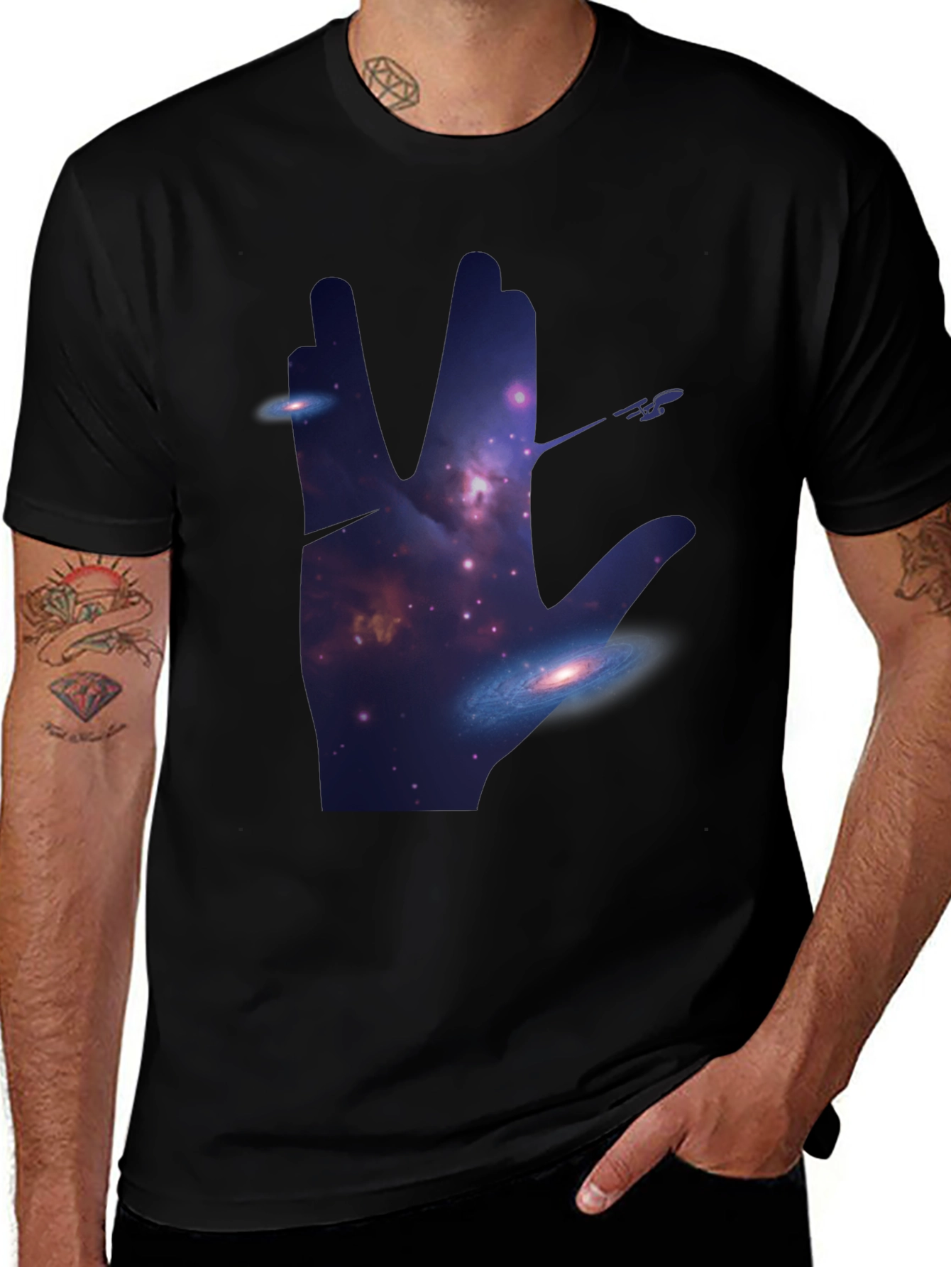 Star Trek Vulcan Salute Galaxy T-Shirt