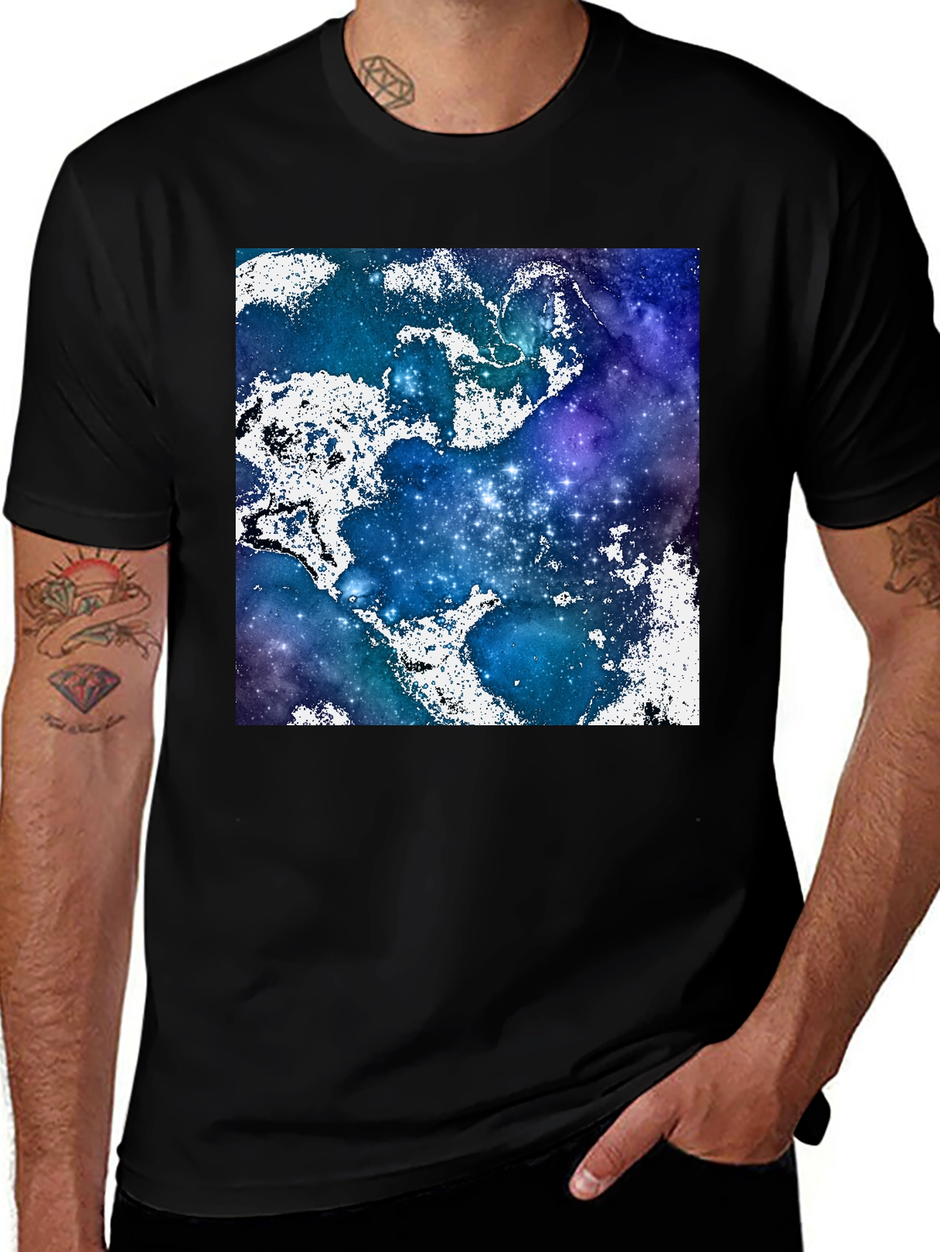 Variant 25 of Galaxy Print Crew Neck T-Shirt