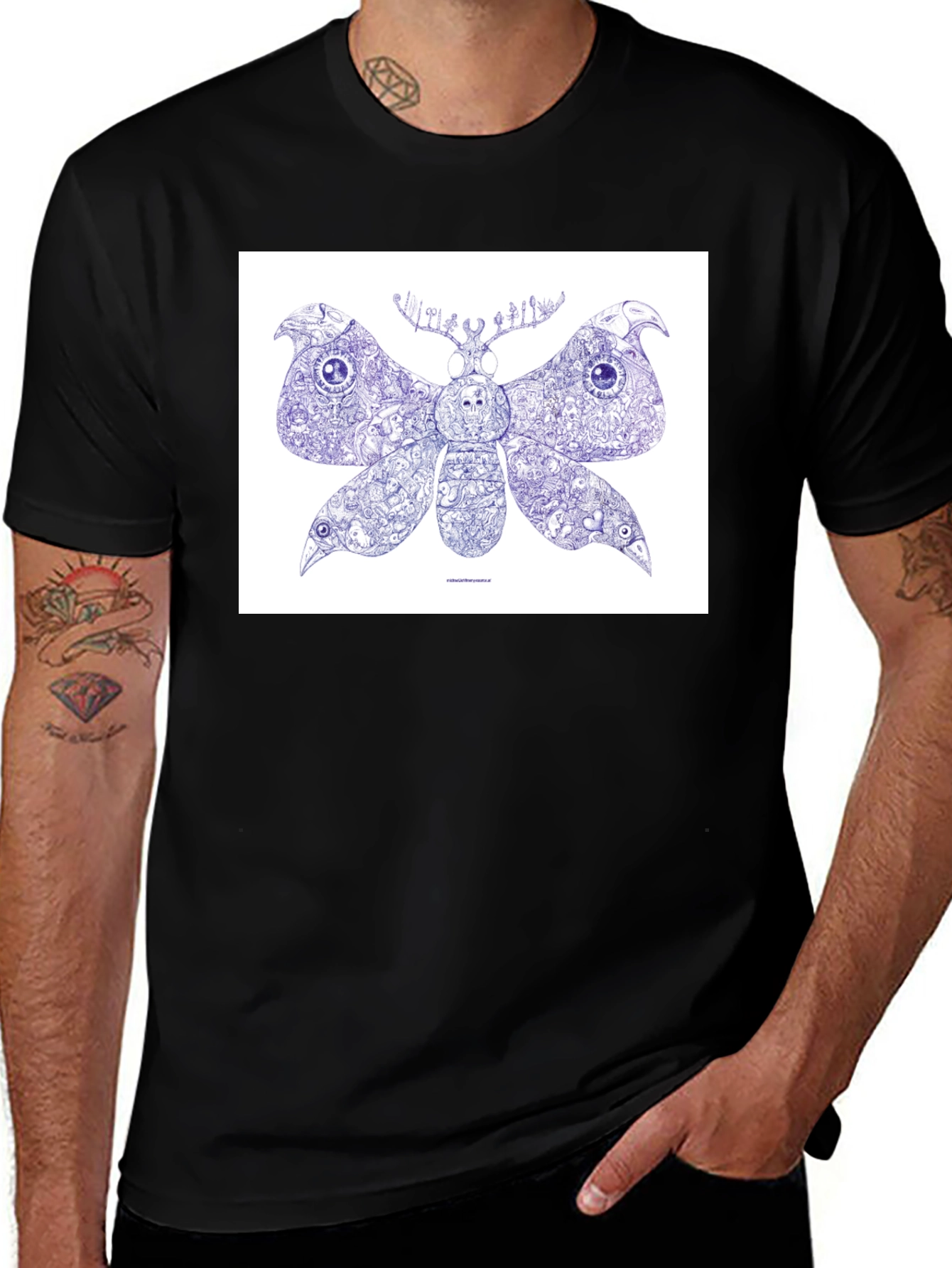 Variant 8 of Moth Graphic Tee - Black Cotton