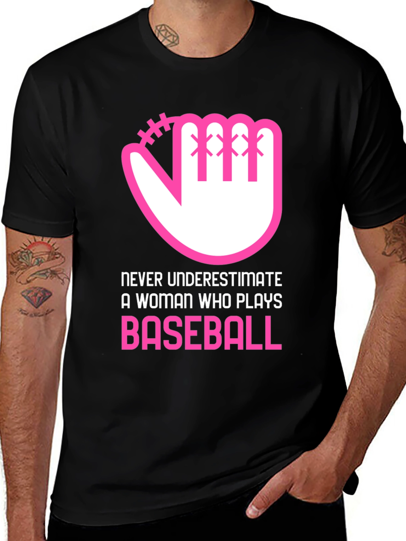 Variant 30 of Never Underestimate a Woman Baseball Graphic Tee