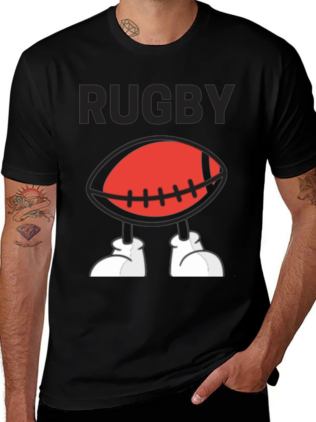 Variant 15 of Cartoon Rugby Ball Graphic T-Shirt