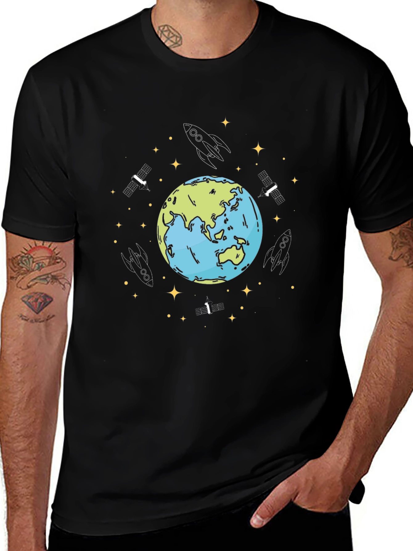 Variant 14 of Earth Space Tee - Black Graphic T-Shirt