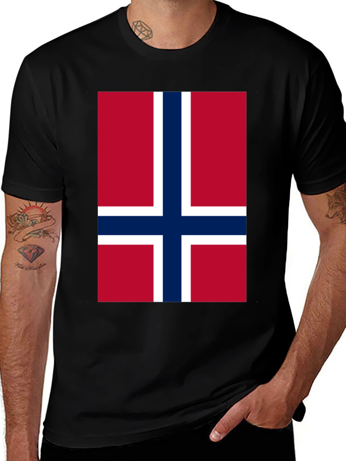 Variant 5 of Norway Flag Graphic Tee - Black T-Shirt