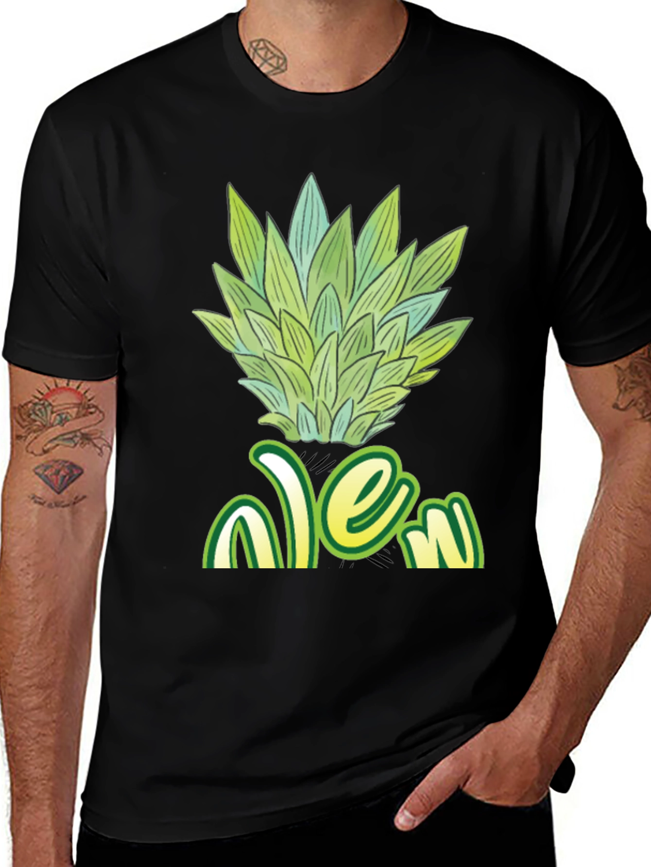 Pineapple Head Black T-Shirt
