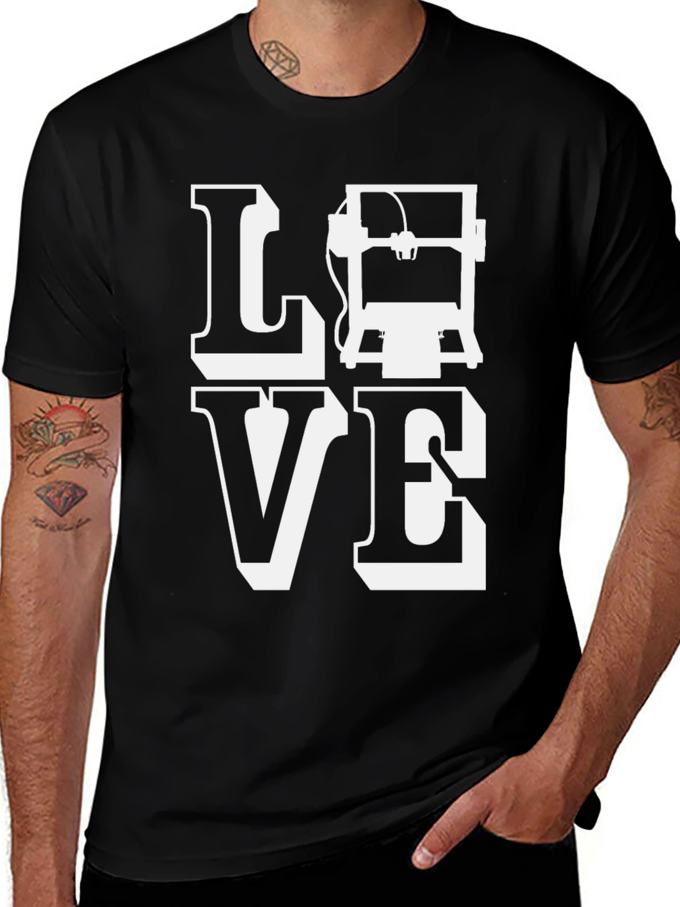 LOVE 3D Printer Black T-Shirt
