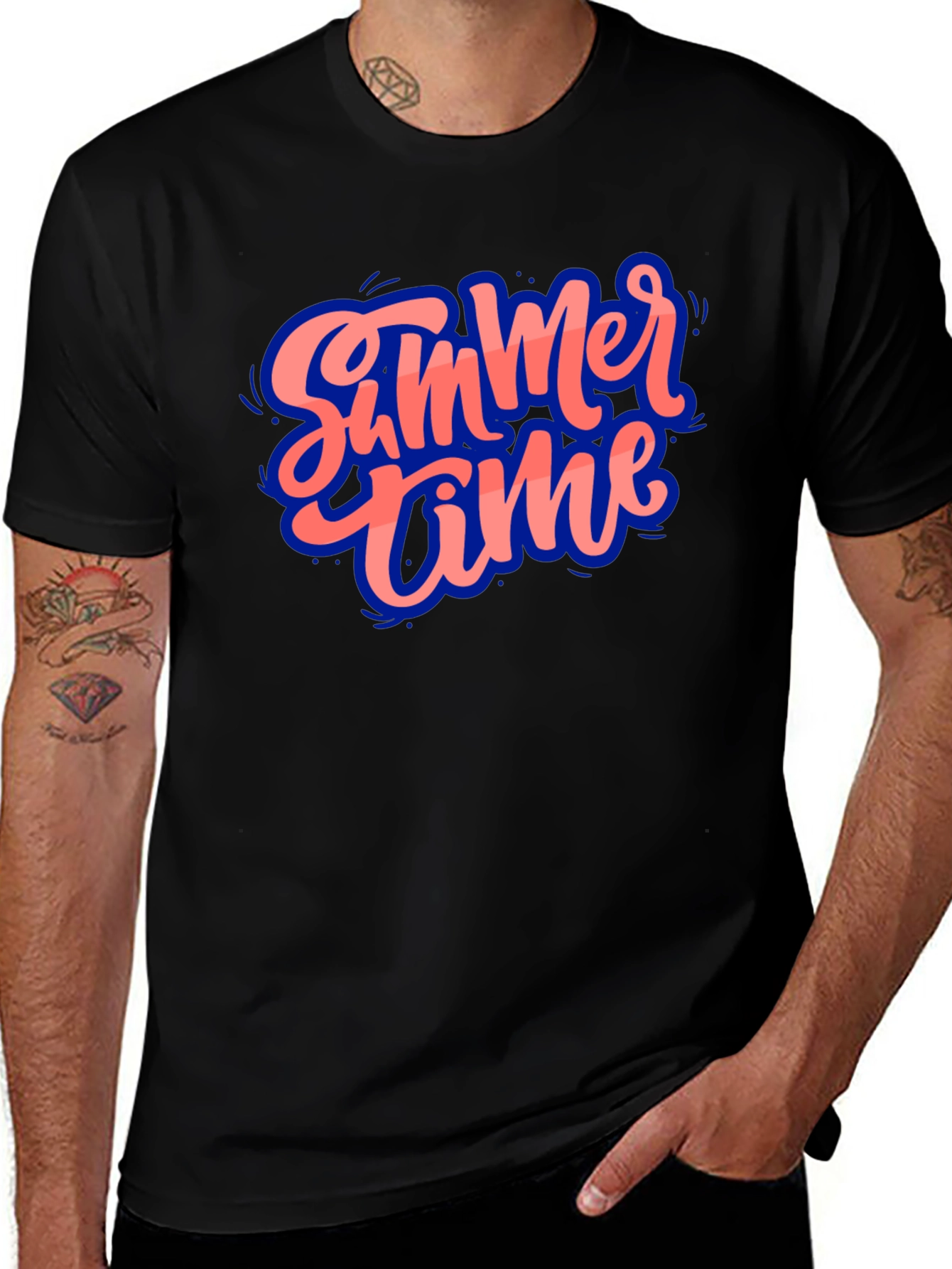 Black Summer Time Graphic Black T-Shirt main image