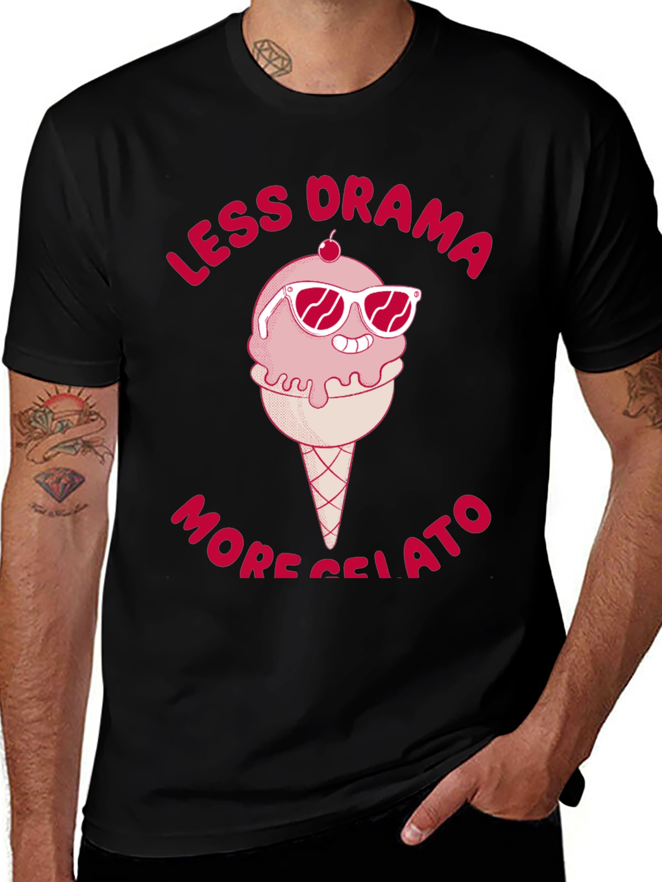 Variant 7 of Less Drama More Gelato Black T-Shirt