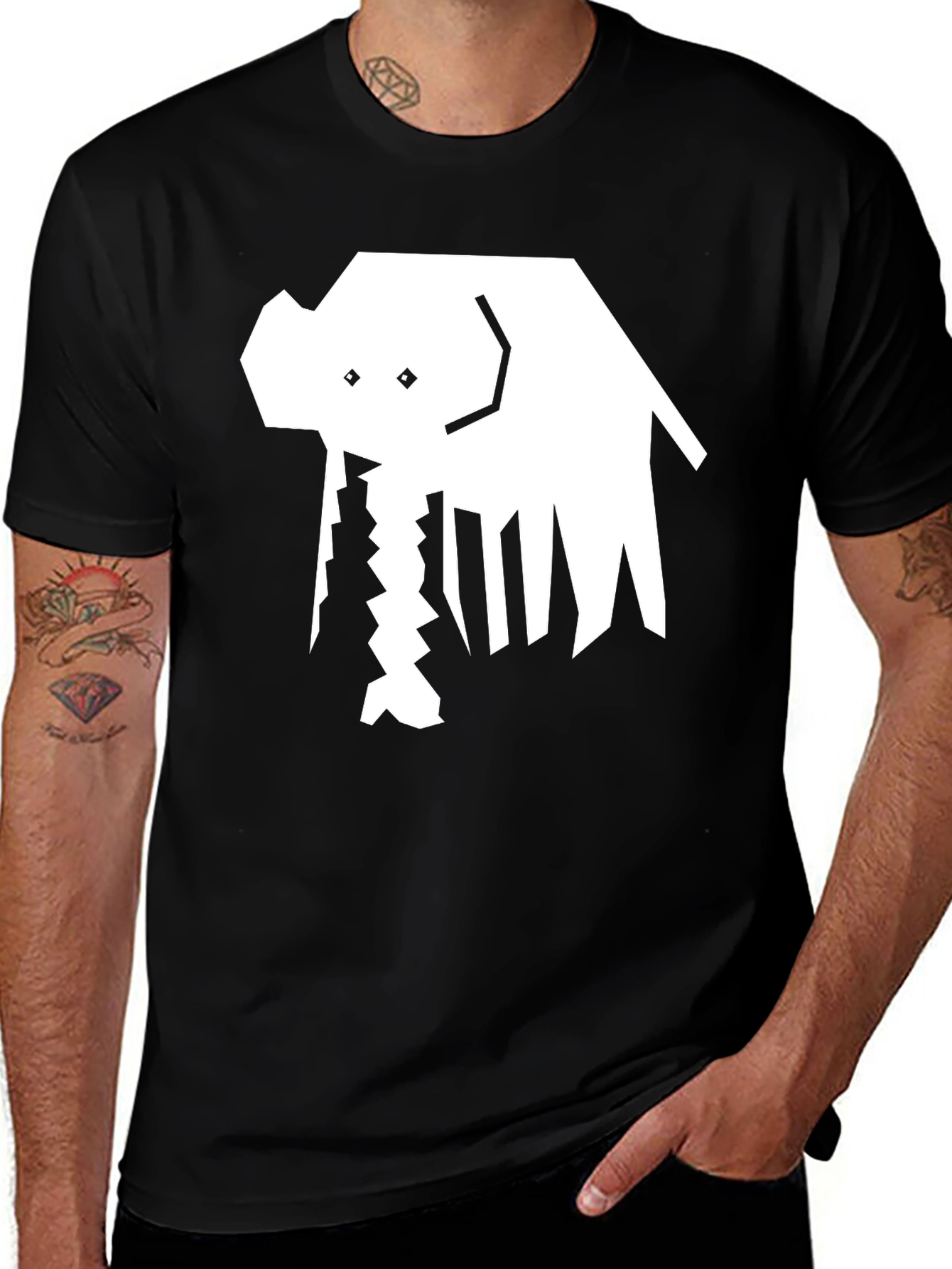 Variant 26 of Abstract Elephant Graphic Tee - Black Cotton