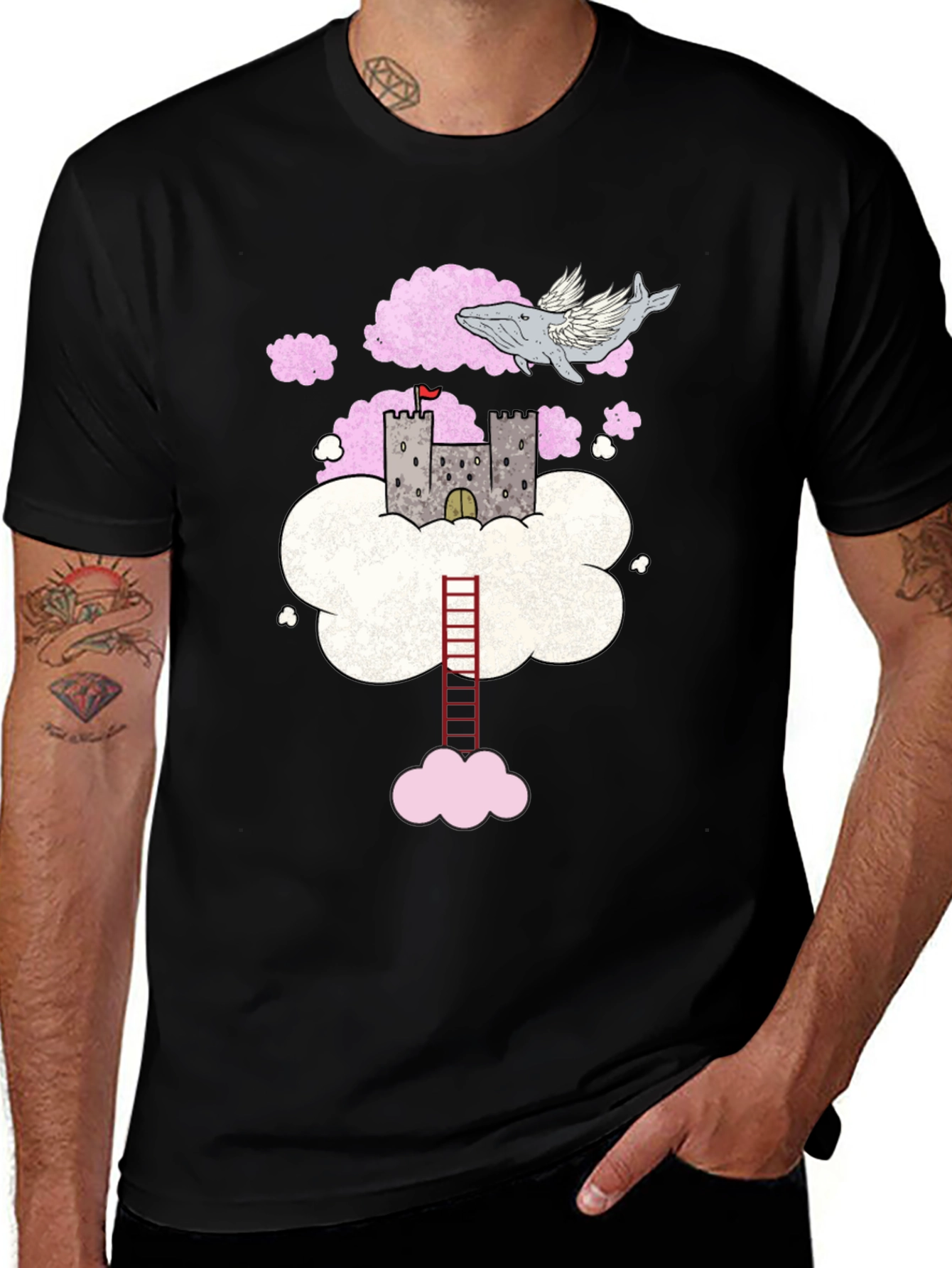 Variant 18 of Dream Castle T-Shirt: Whale, Wings, and Ladder!