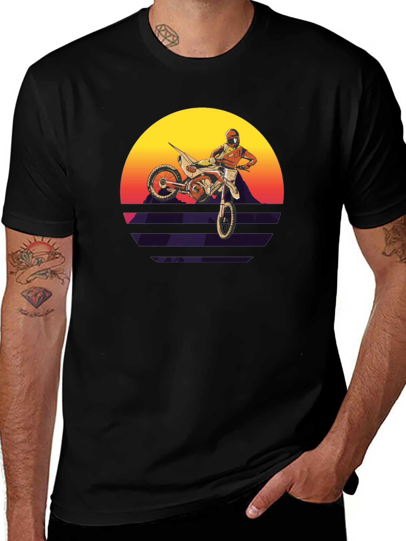 Variant 21 of Motocross Sunset Graphic Tee - Retro Dirt Bike Shirt