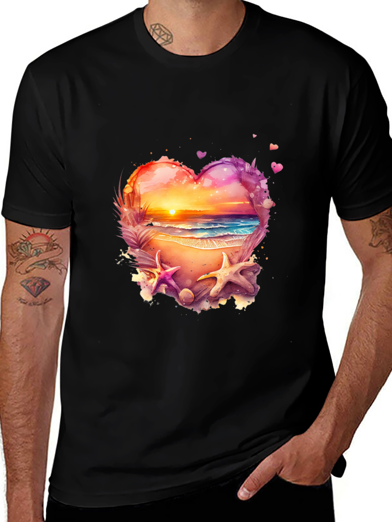 Sunset Beach Heart Graphic Tee