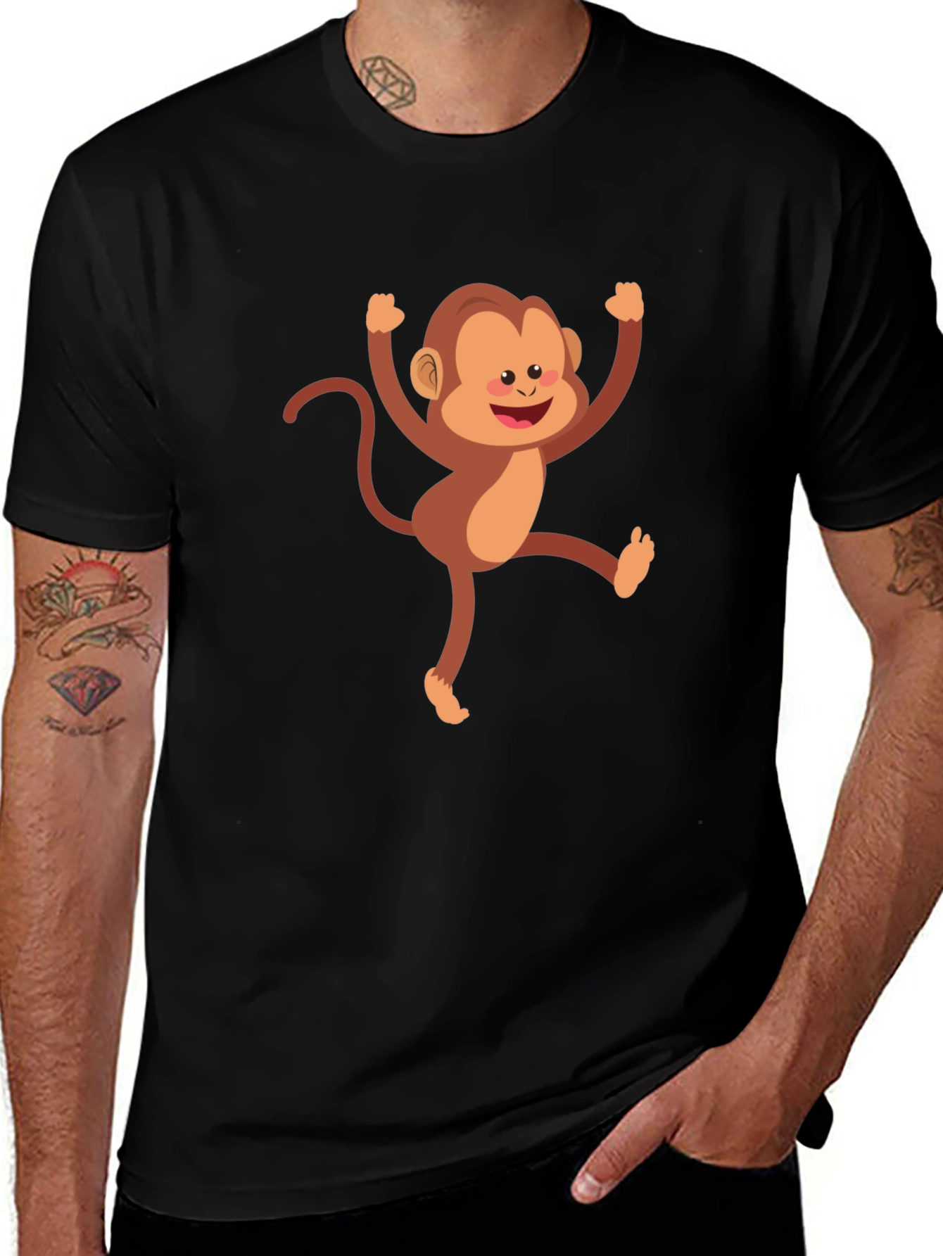 Variant 20 of Playful Monkey Graphic T-Shirt - Black