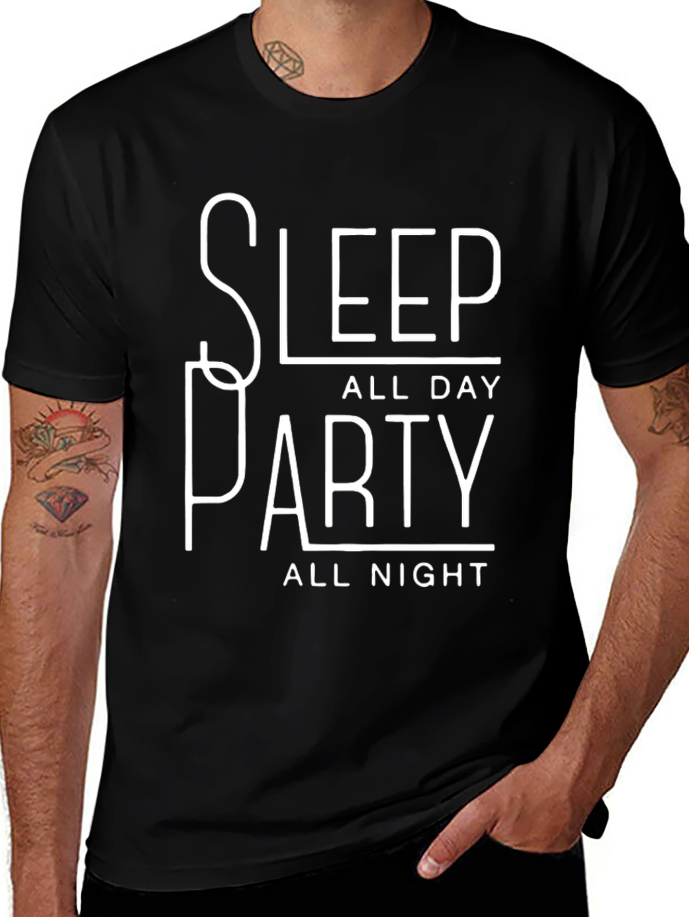 Variant 8 of Sleep All Day Party All Night Black T-Shirt