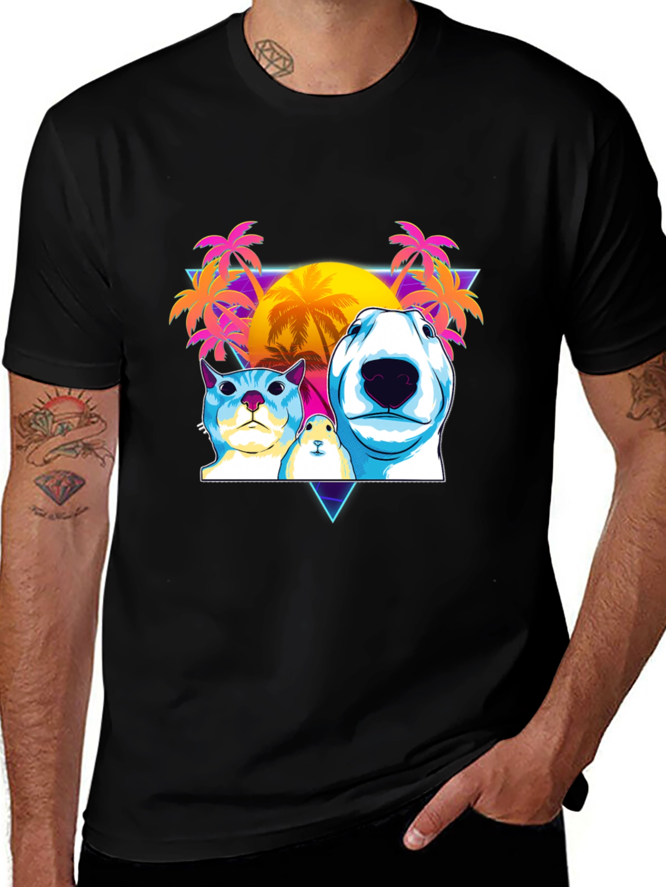 Variant 16 of Cool Cat, Dog, & Bird Retro T-Shirt