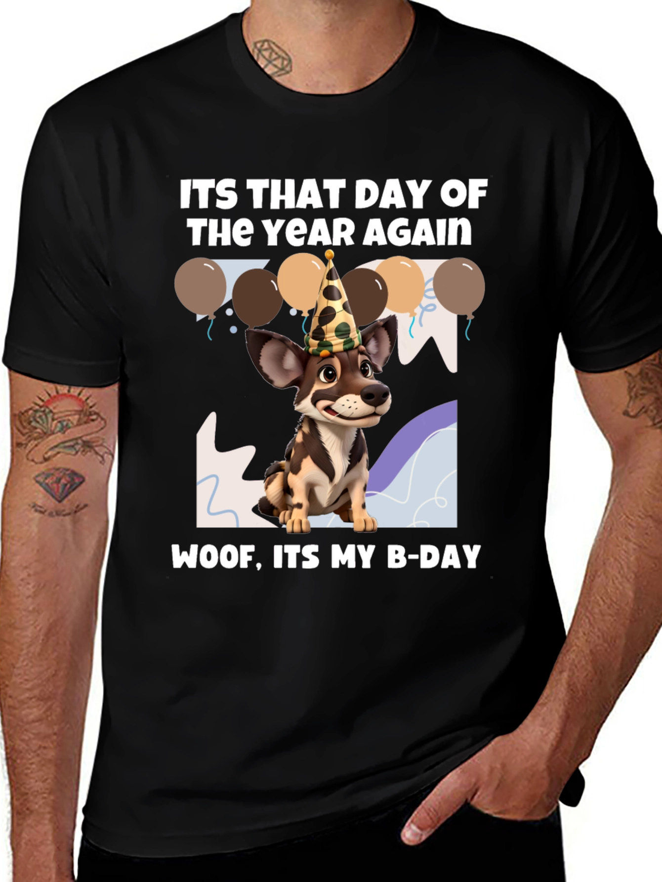 Variant 19 of Dog Birthday T-Shirt: Woof, It's My B-Day!