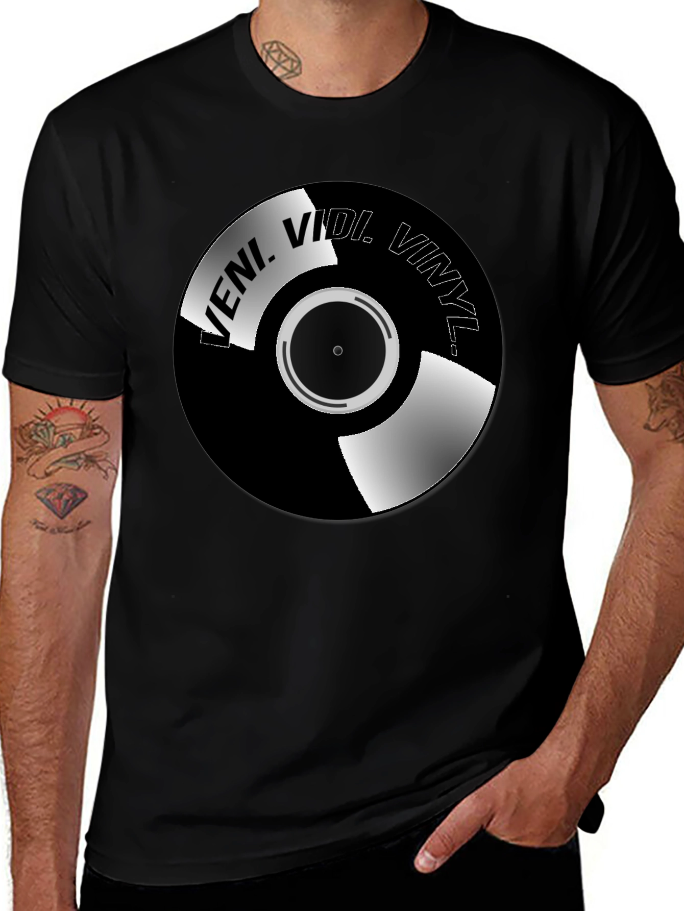 Veni Vidi Vinyl Record Graphic Tee - Black