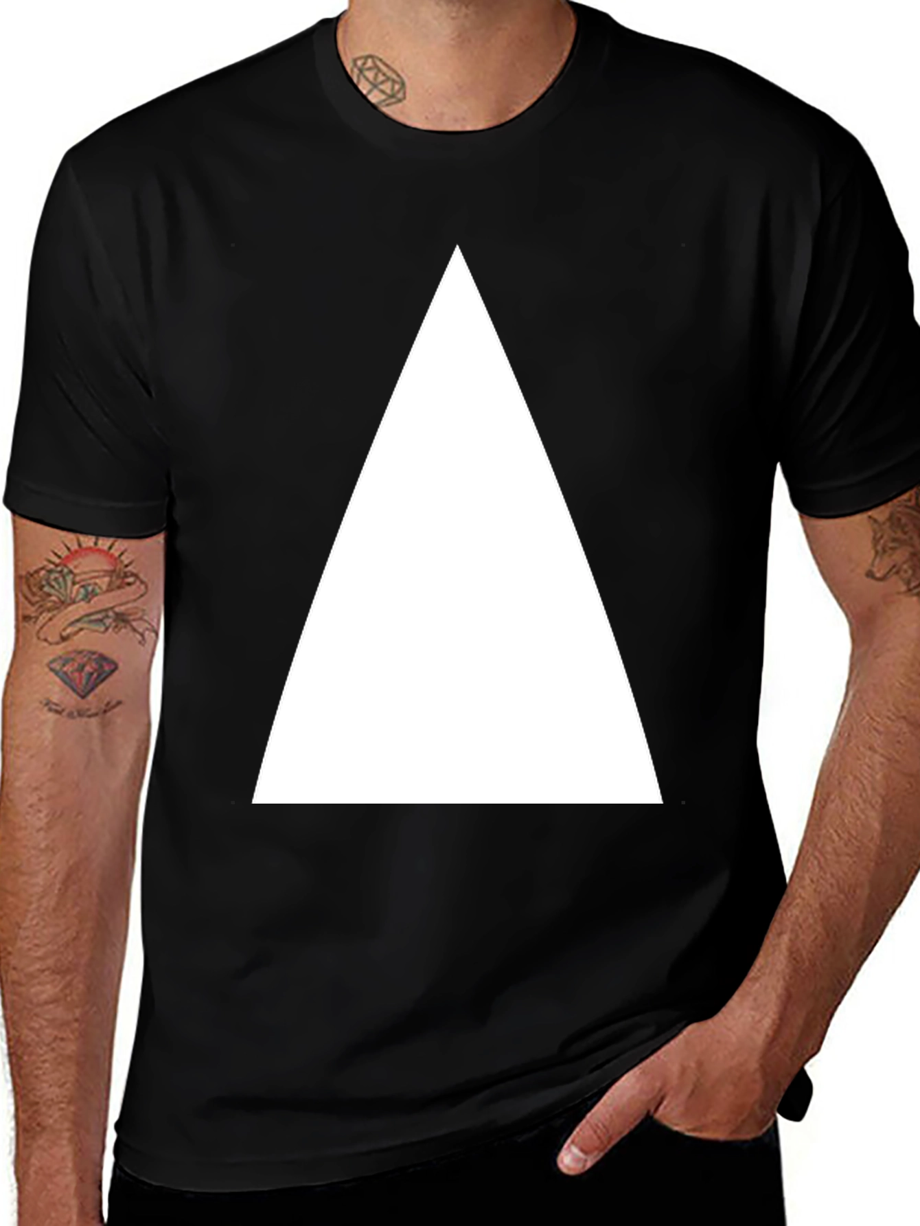 Variant 3 of Black T-Shirt with White Triangle