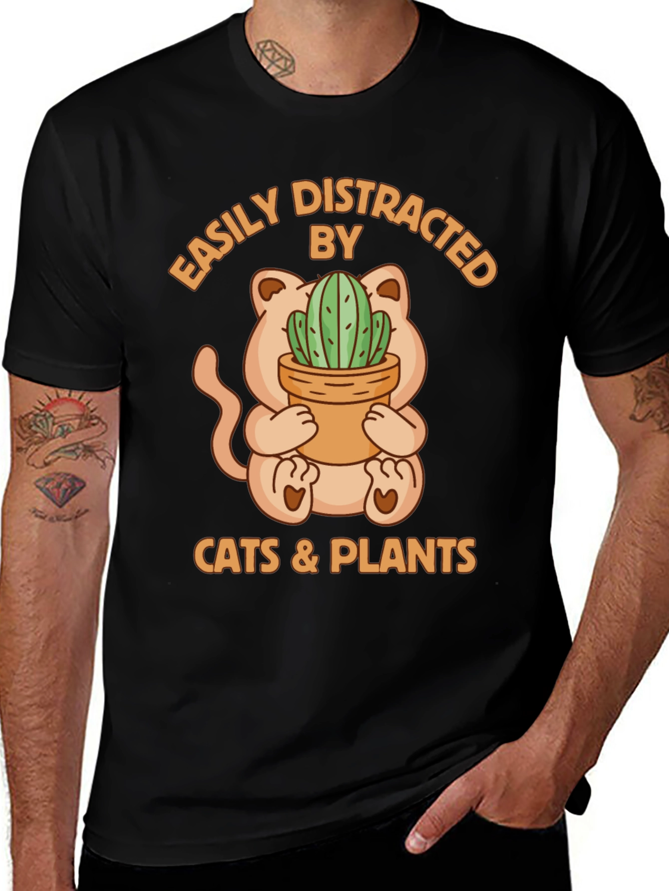Variant 23 of Easily Distracted By Cats & Plants Graphic Tee