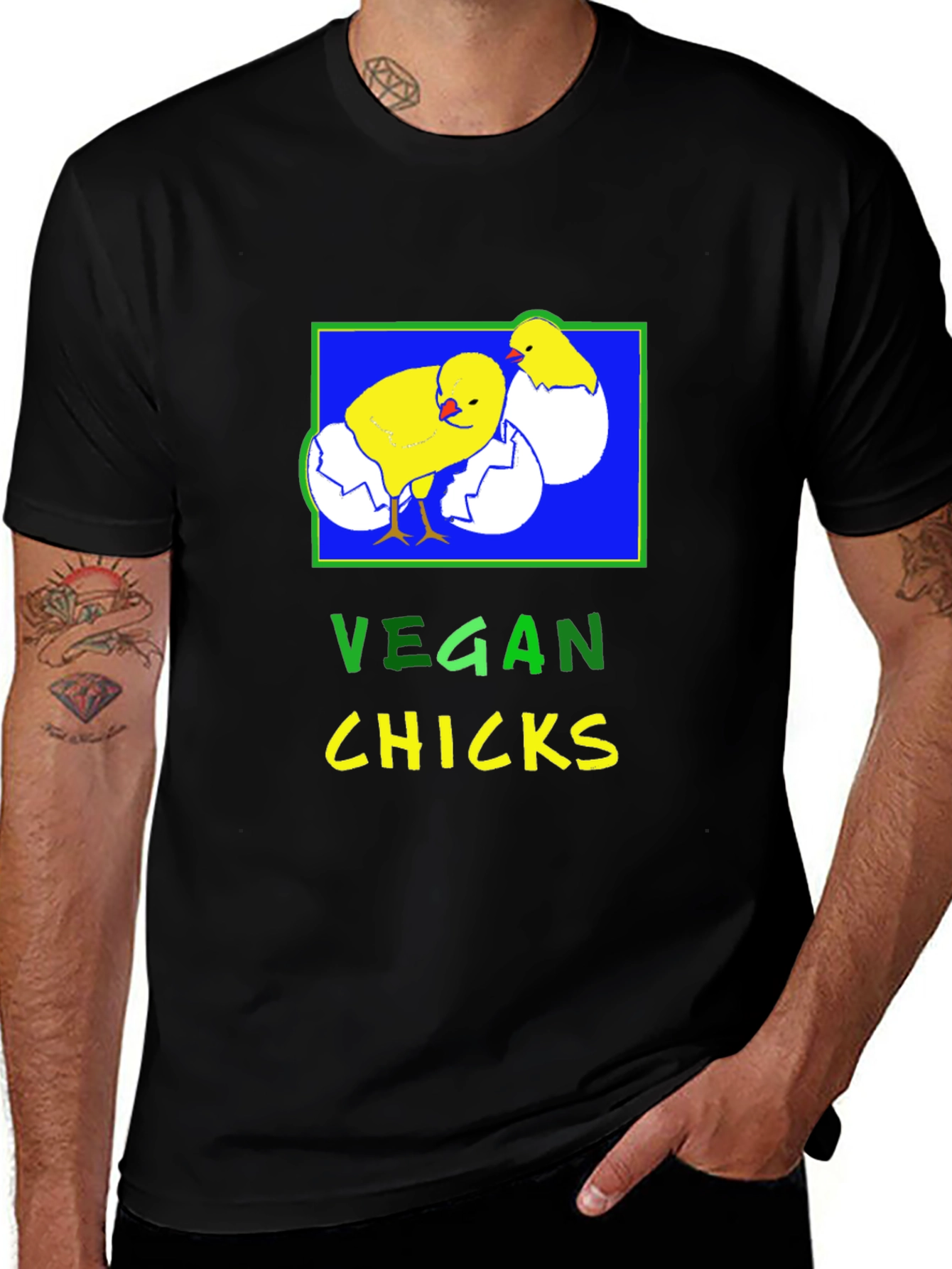 Variant 8 of Vegan Chicks T-Shirt - Black Graphic Tee