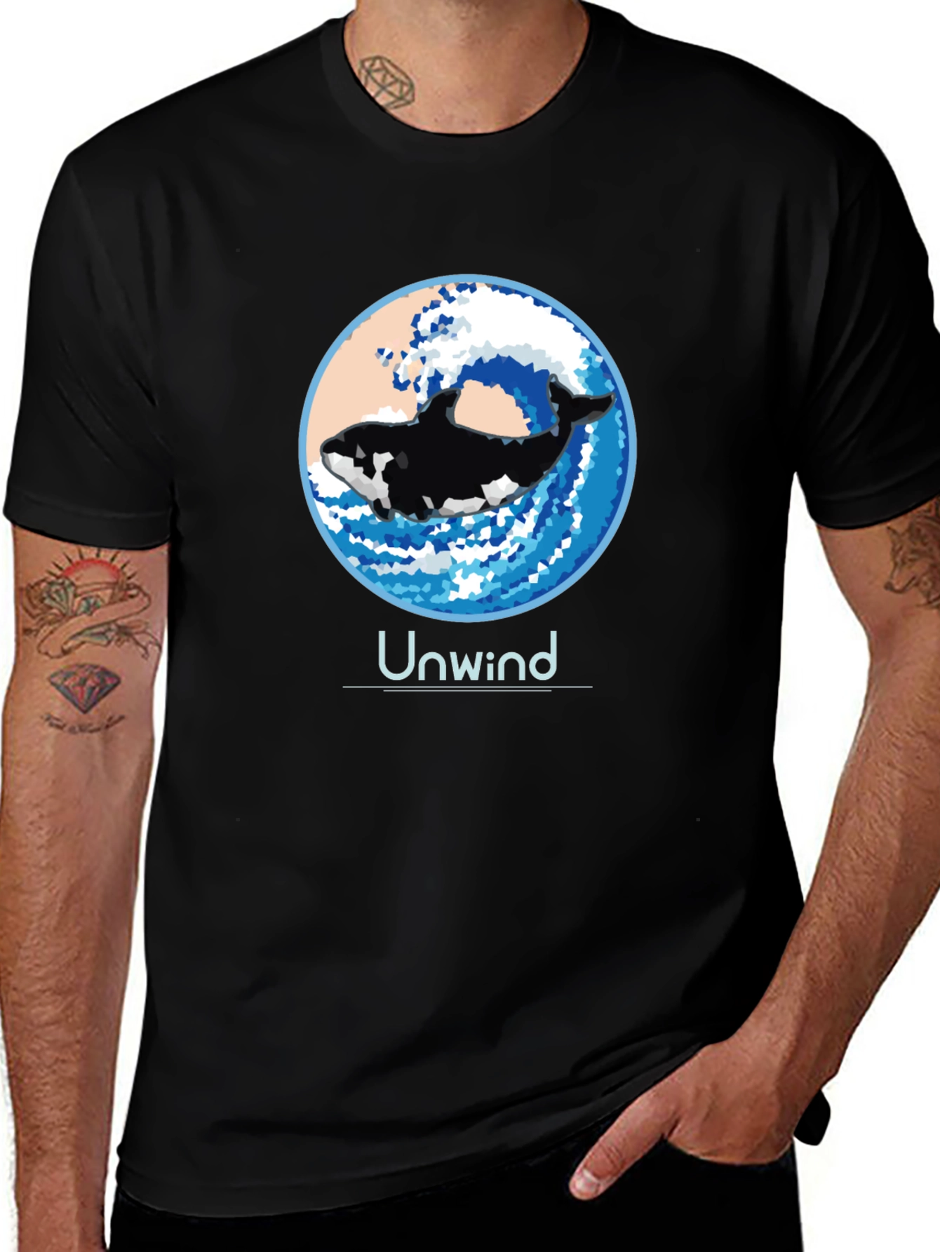 Variant 5 of Unwind Orca Wave Black T-Shirt