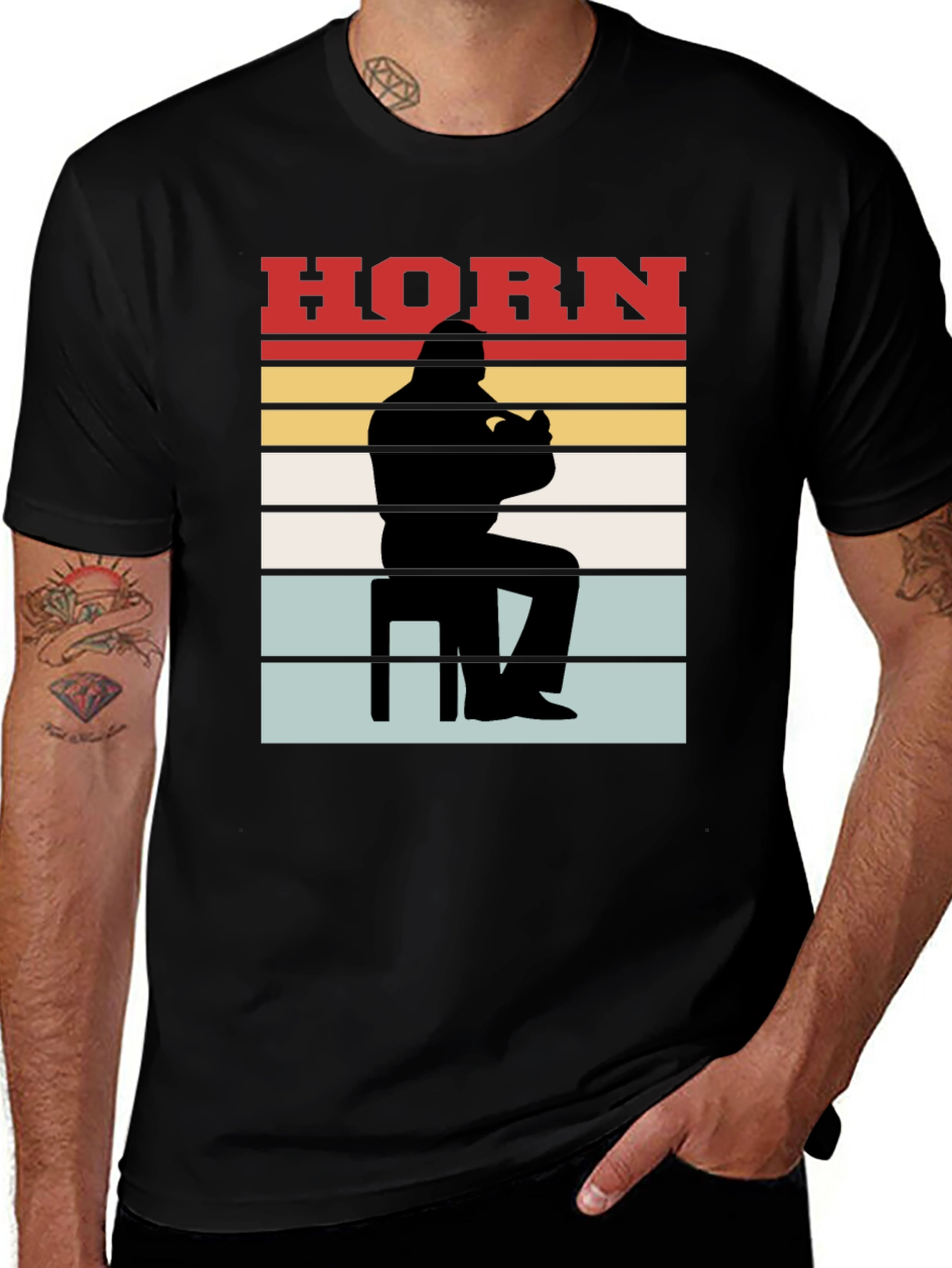 Variant 14 of Retro Horn Player Graphic Tee