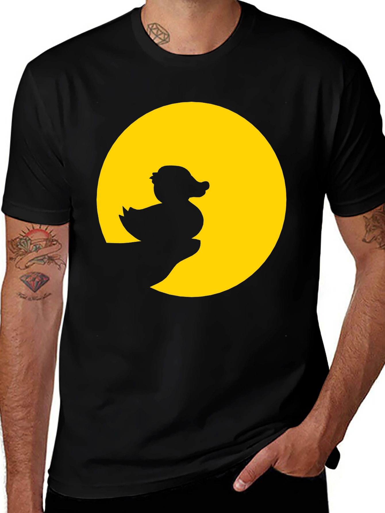 Variant 12 of Duck Silhouette Graphic Tee - Black Cotton Blend